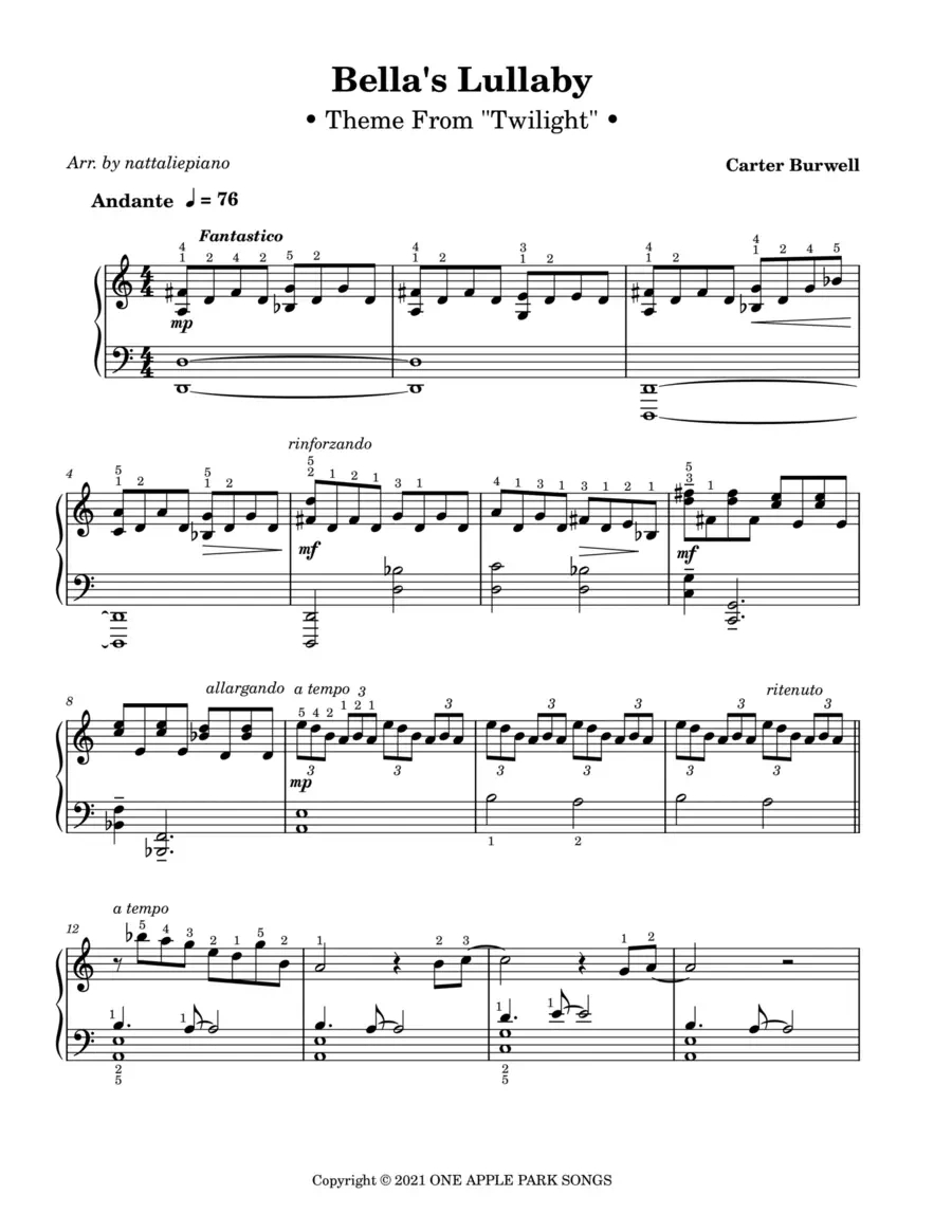 Bella&amp;#039;S Lullaby - The Piano Sheet Music From &amp;quot;Twilight&amp;quot; - Peterson with regard to Bellas Lullaby Piano Sheet Music Free Printable
