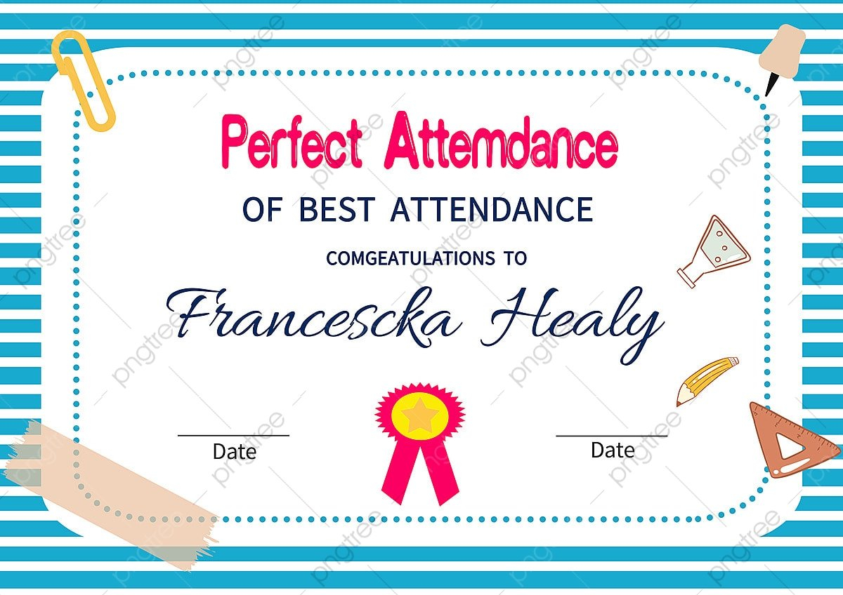 Best Attendance Certificate Template Template Download On Pngtree intended for Free Printable Perfect Attendance Certificates