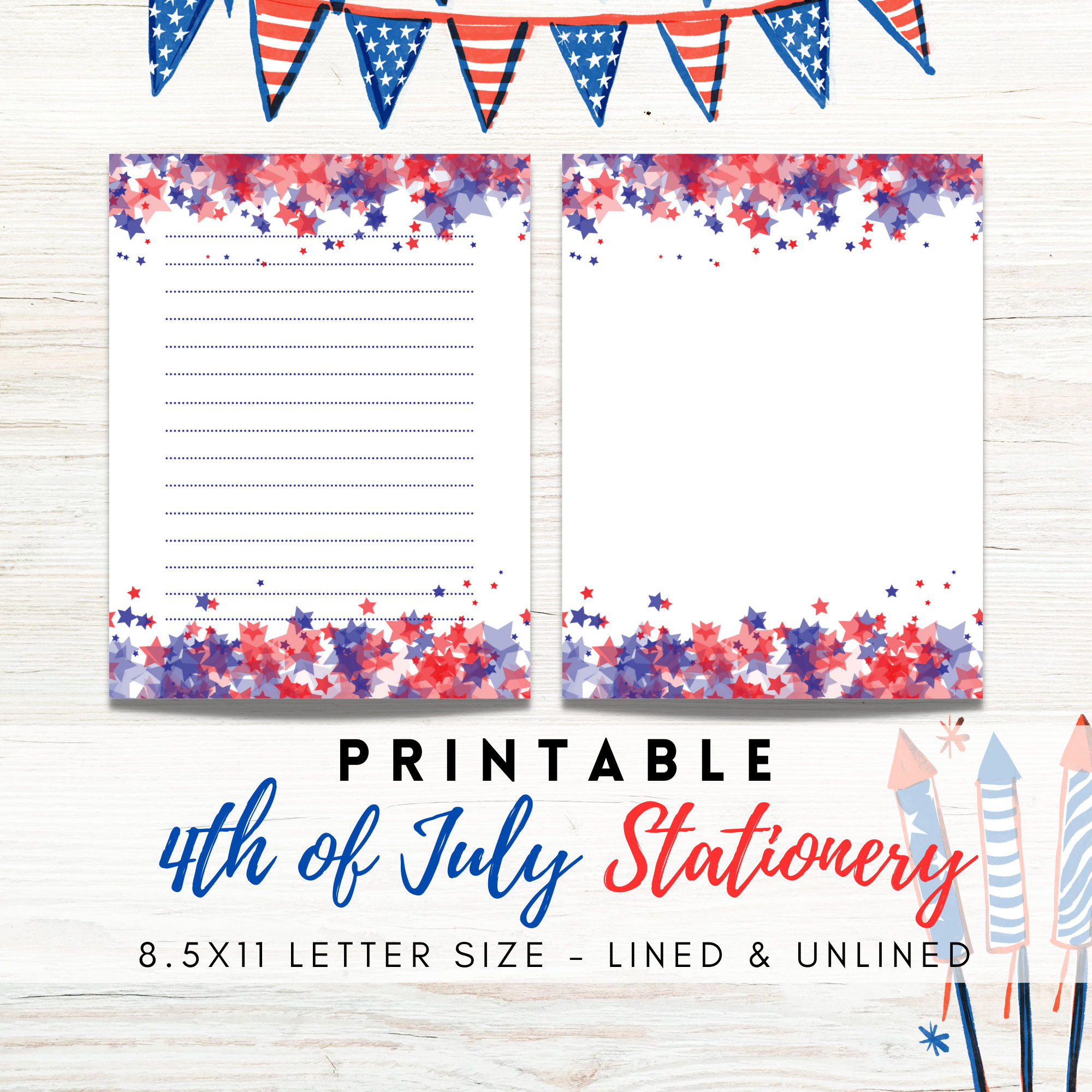 Best Value 4Th Of July Printable Stationery -Instant Download in Free Printable 4th of July Stationary