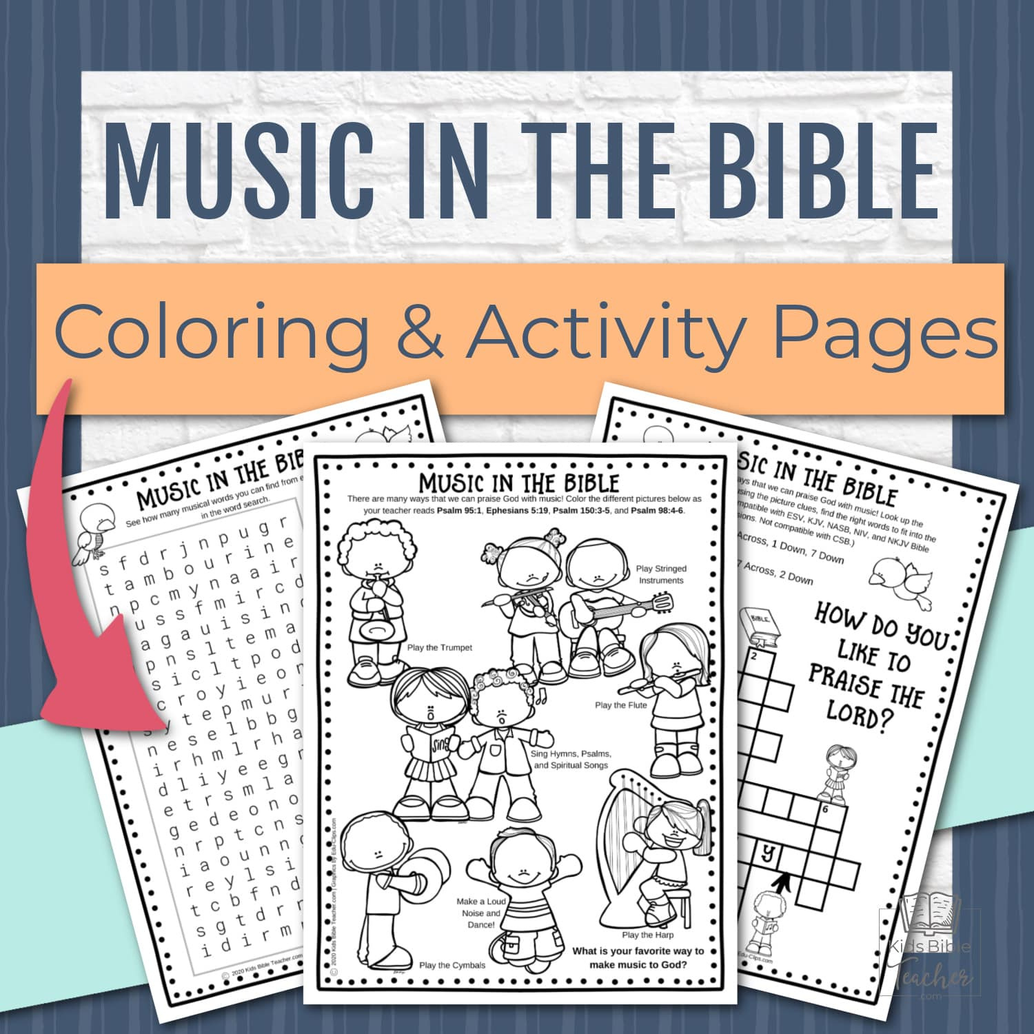 Bible Activity Pages About Music - Kids Bible Teacher regarding Free Printable Childrens Bible Songs