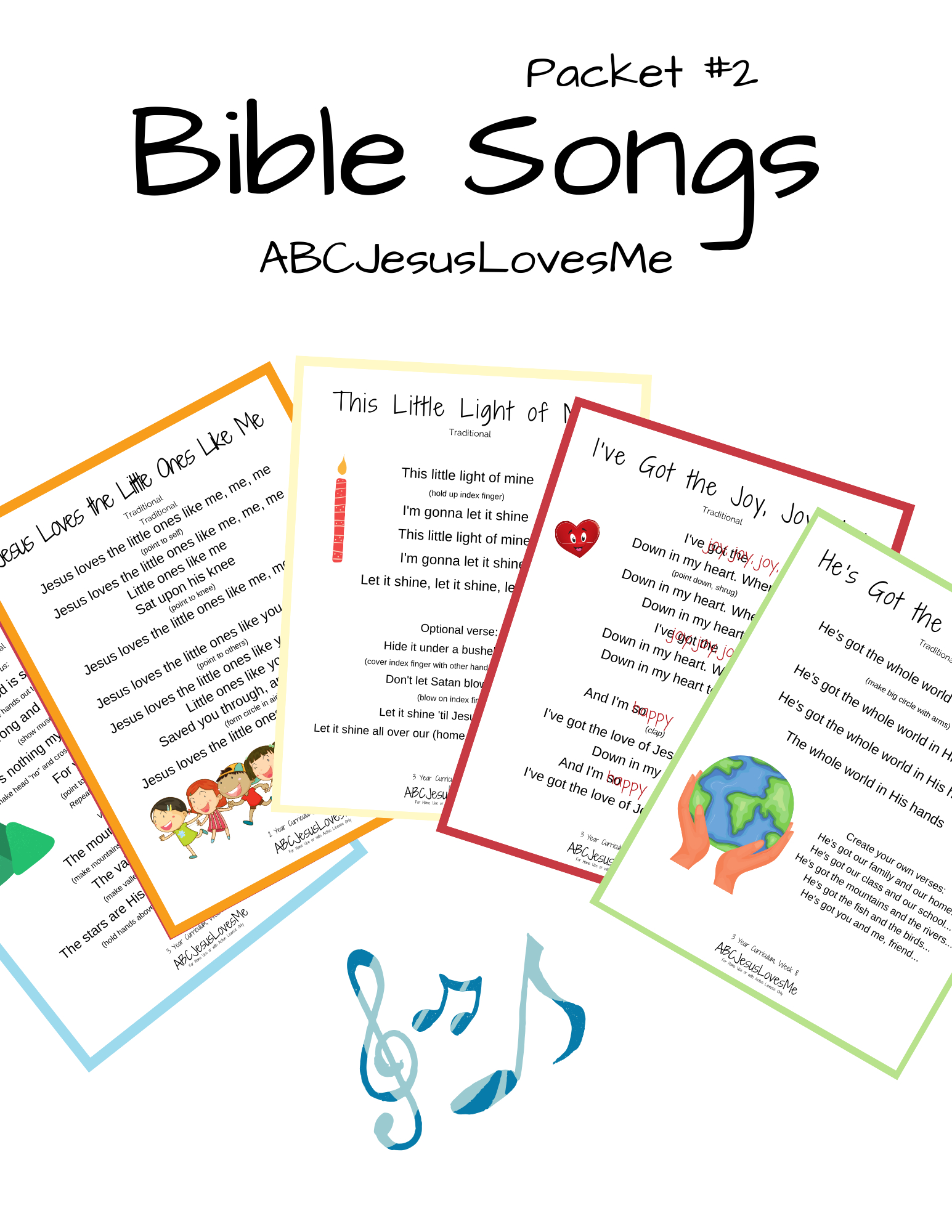 Bible Song Packet #2 | Abcjesuslovesme with regard to Free Printable Childrens Bible Songs