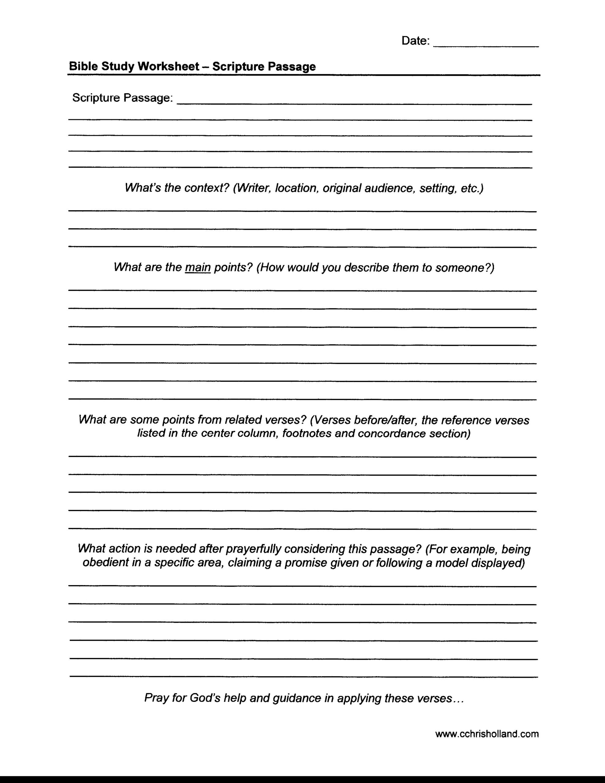 Bible Study Worksheets | Cchrisholland pertaining to Free Printable Bible Worksheets For Adults