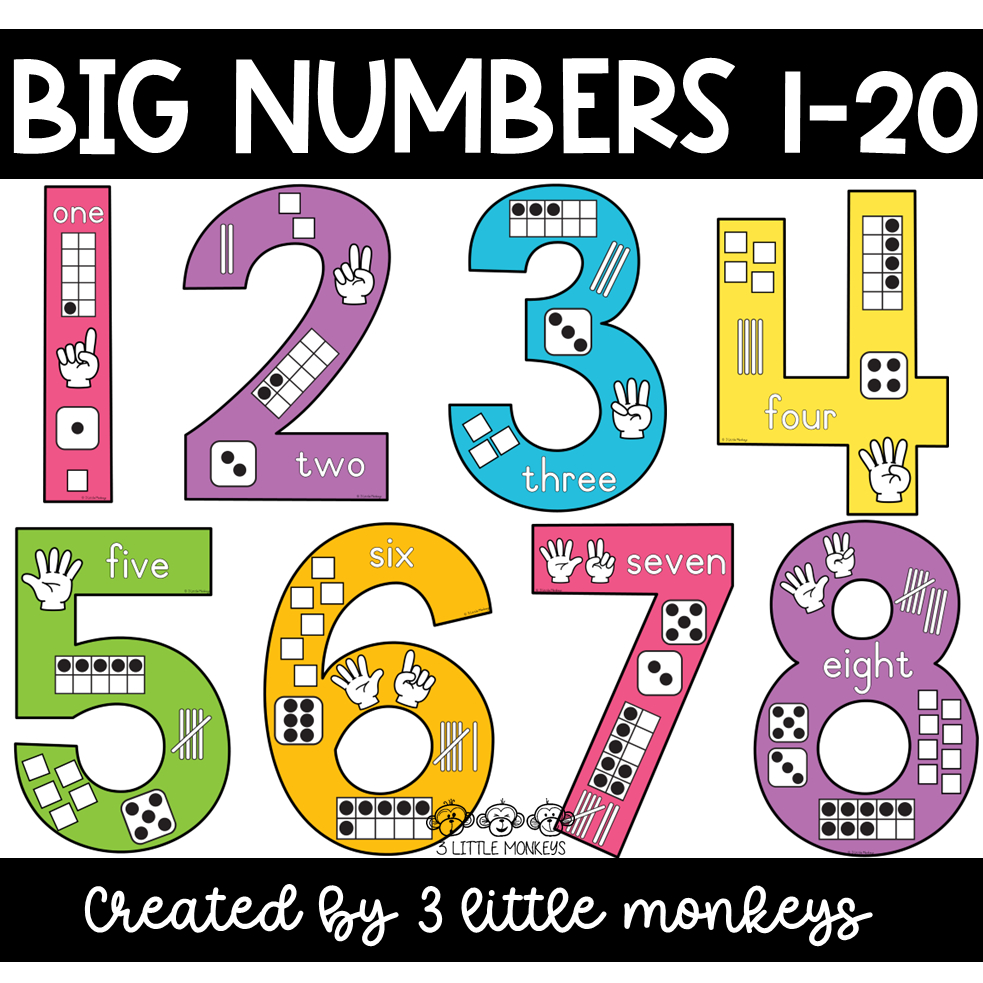 Big Numbers 1-20 (Pastel) - Pdf inside Free Large Printable Numbers 1-20