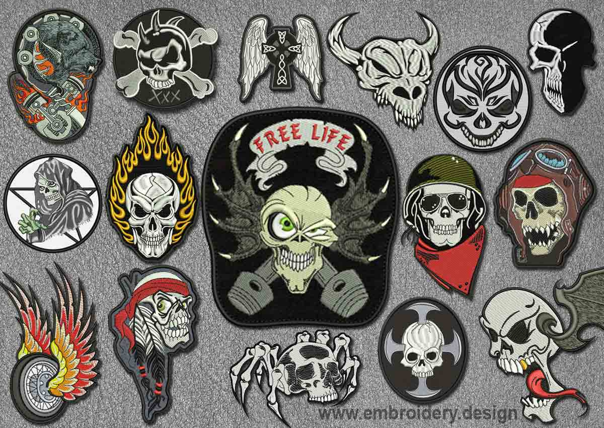 Biker Patches Embroidery Designs Pack #1 (Collection Of 16) - Www regarding Patch Templates Free