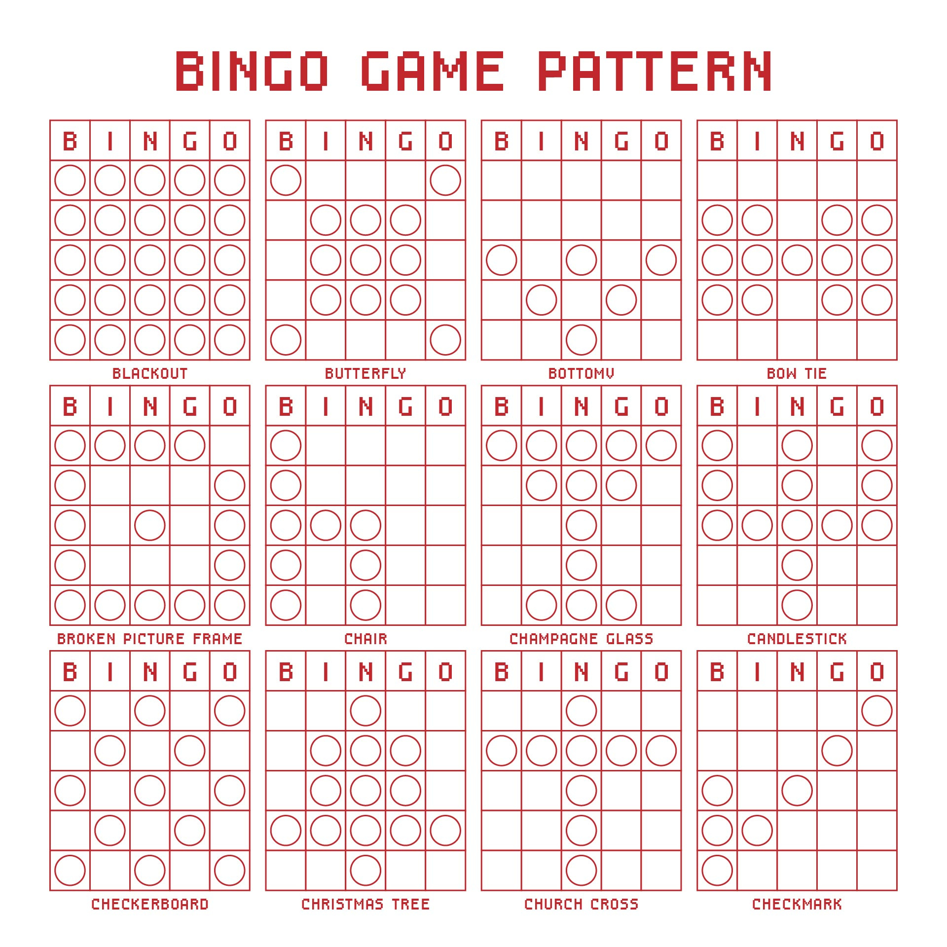 Bingo Pattern Images pertaining to Free Printable Bingo Patterns