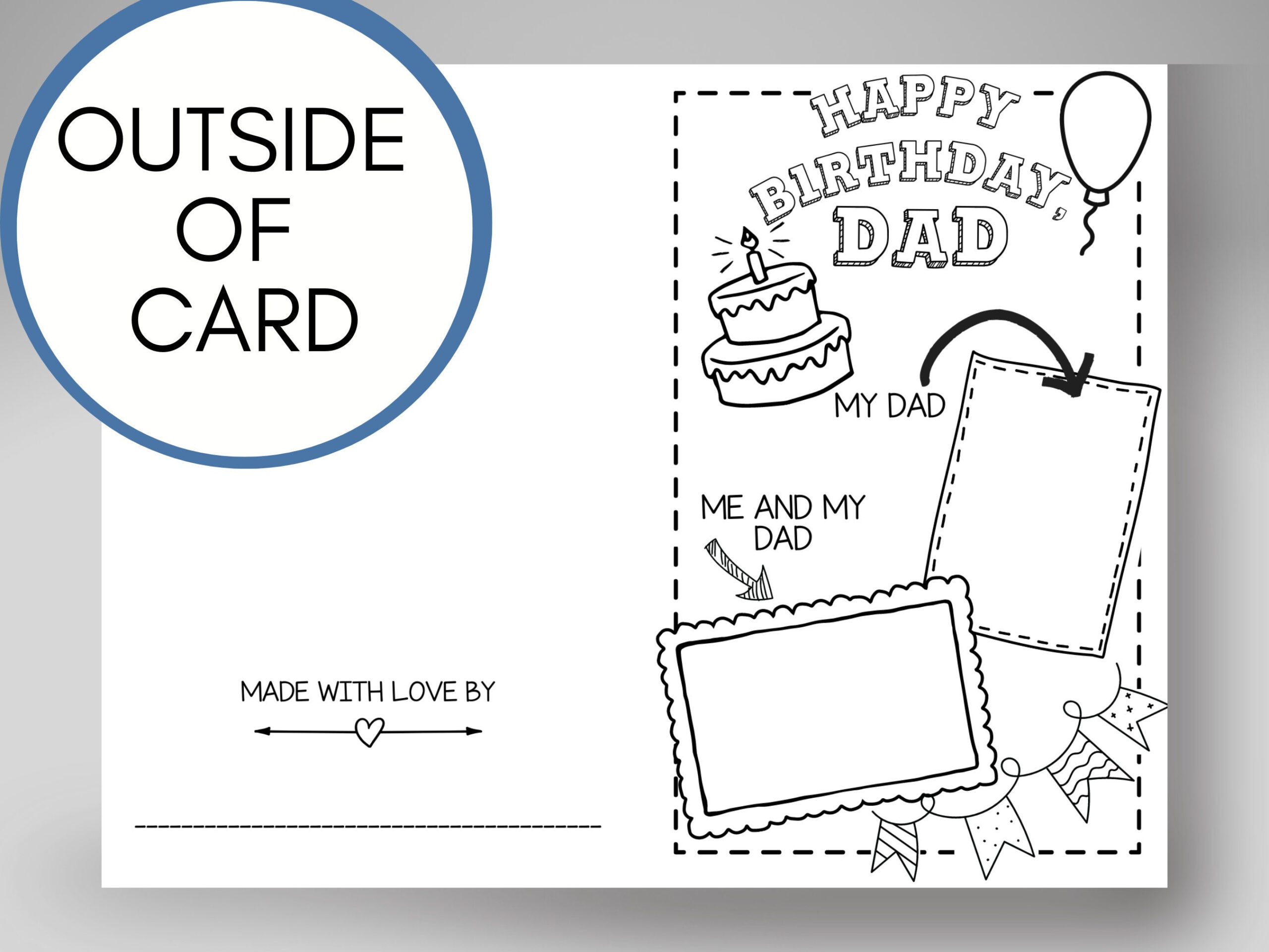 Birthday Card For Dad From Kids Printable Coloring Page, Father within Foldable Free Printable Birthday Cards For Dad