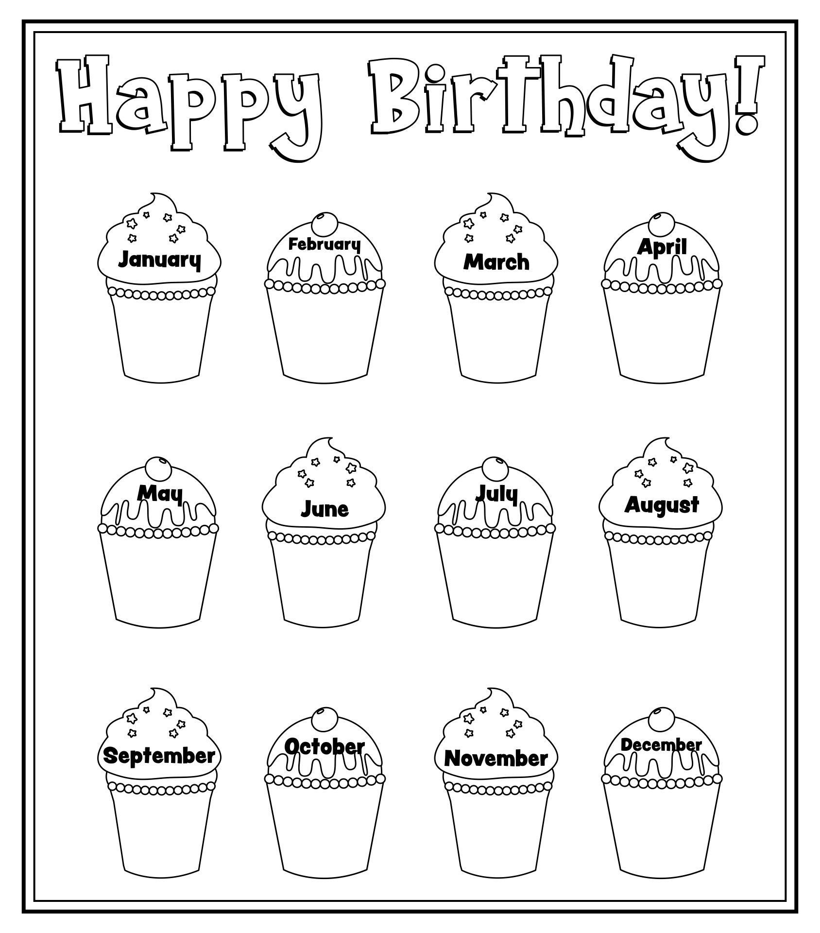 Birthday Cupcake Outlines - 10 Free Pdf Printables | Printablee within Free Printable Birthday Cupcake Template