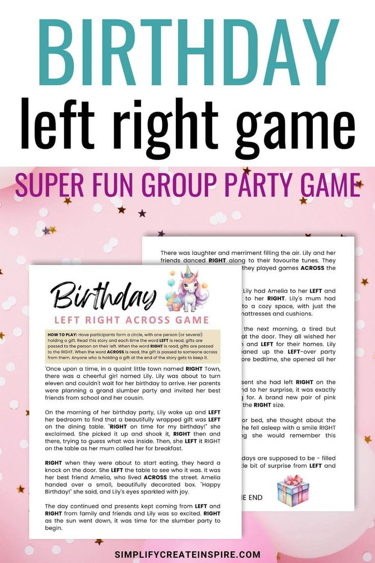 Birthday Left Right Game - Fun Birthday Party Game in Free Printable Left Right Birthday Game