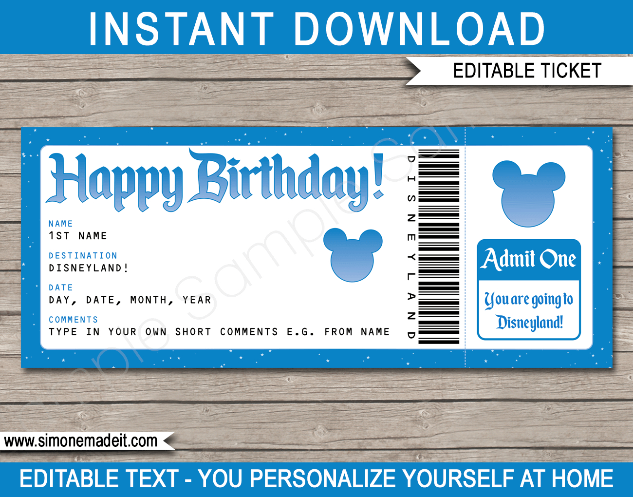 Birthday Surprise Disneyland Trip for Free Disneyland Ticket Template