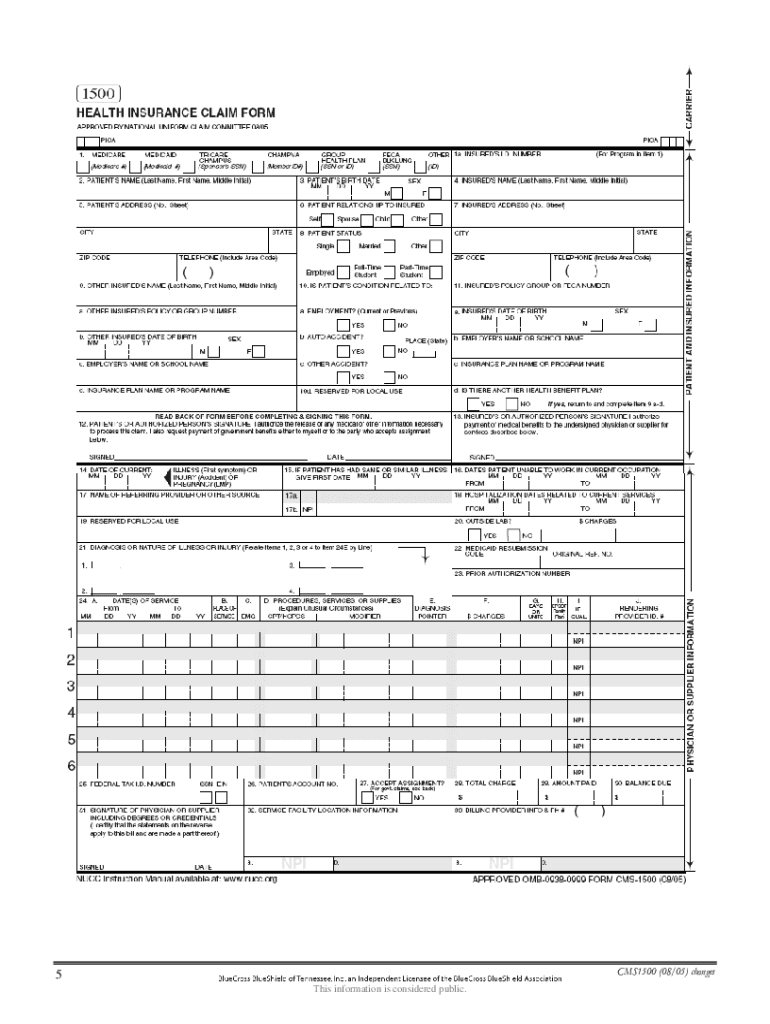 Blank Cms 1500 Form: Fill Out &amp;amp; Sign Online | Dochub inside Free Fillable Cms 1500 Template