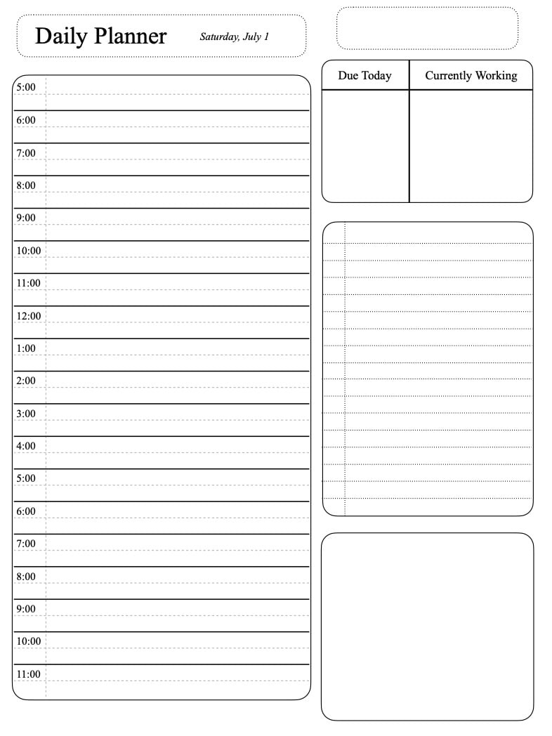 Blank Daily Planner Template - Notability Gallery regarding Notability Templates Free