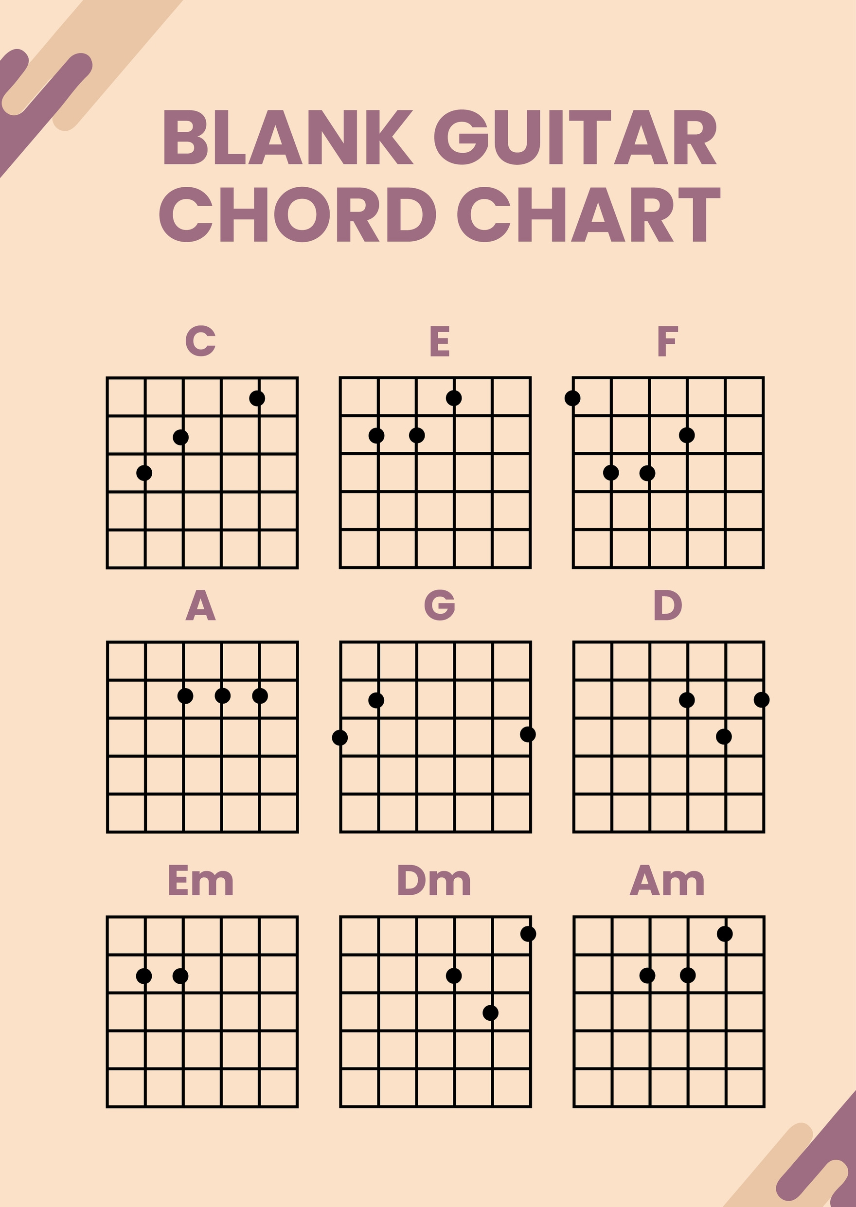 Blank Guitar Chord Chart In Illustrator, Pdf - Download | Template pertaining to Free Printable Guitar Chord Chart