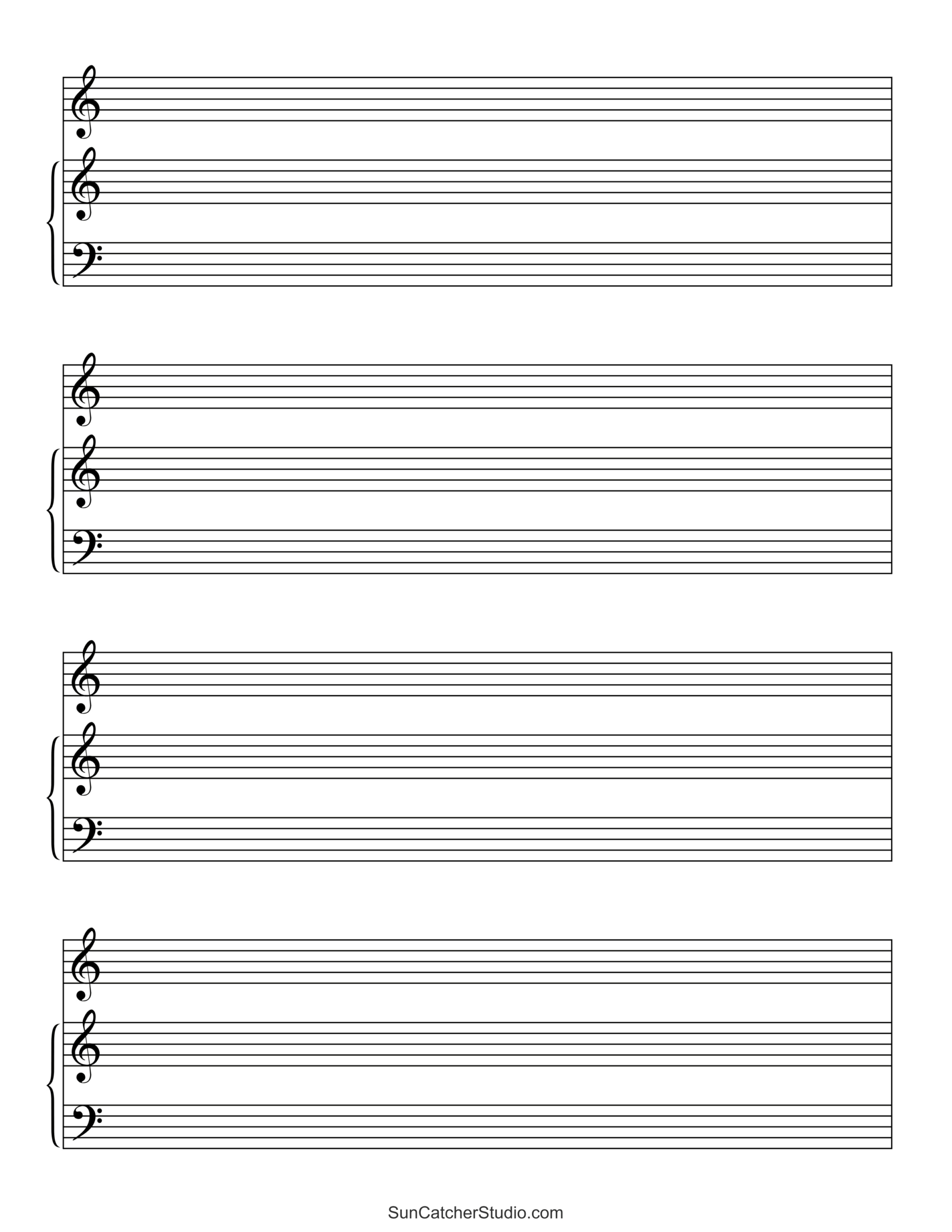 Blank Sheet Music (Free Printable Staff Paper) – Free Printables throughout Free Printable Staff
