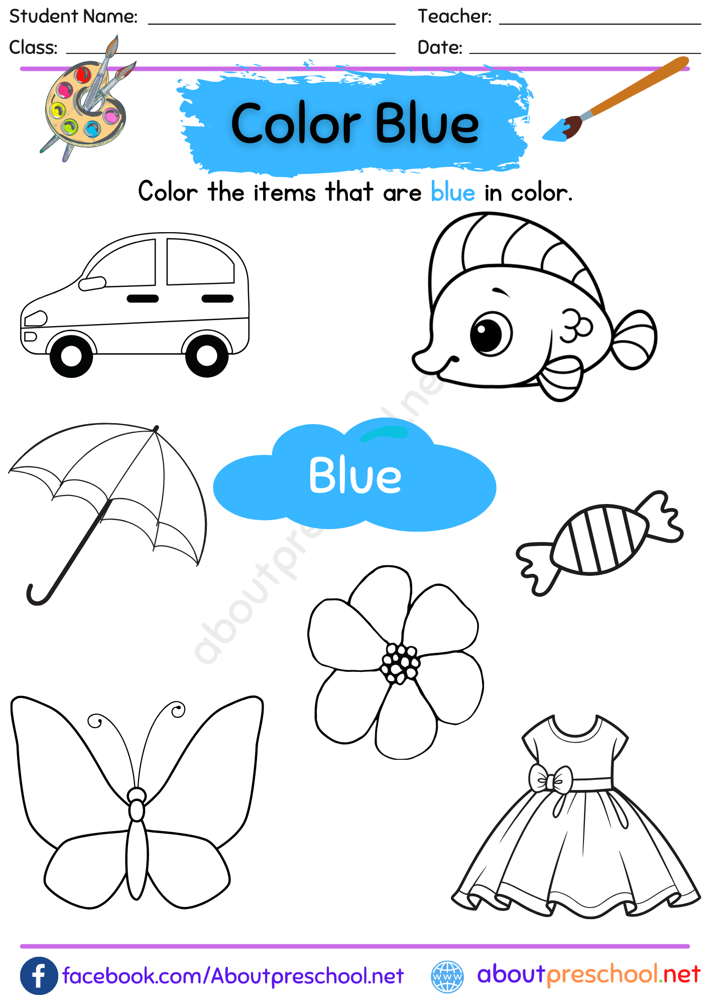 Blue Archives - About Preschool - Worksheets Library in Free Printable Color Blue Worksheets