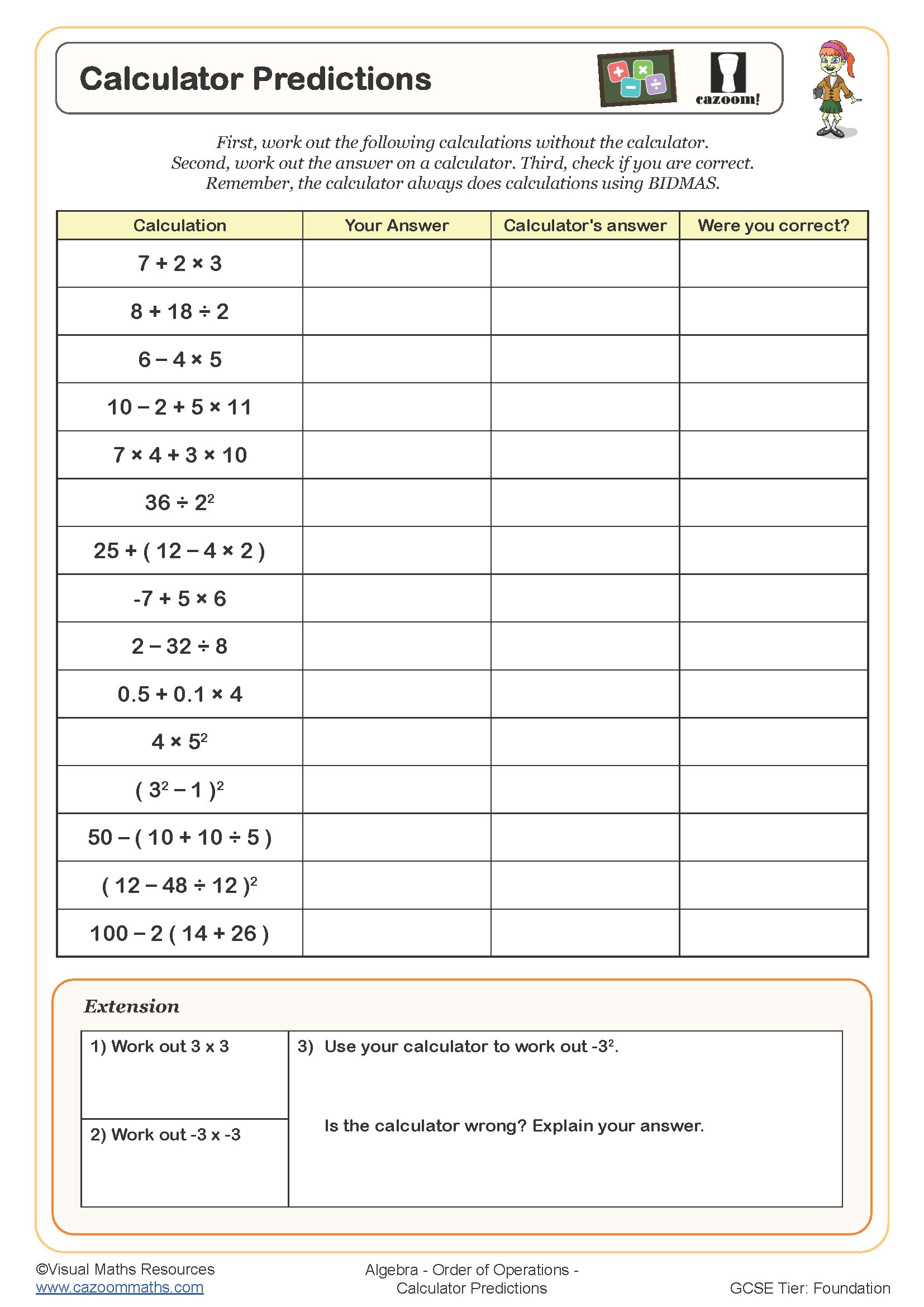 Bodmas Worksheets | Printable Pdf Order Of Operations And Bodmas inside Calculator Worksheets Free Printable