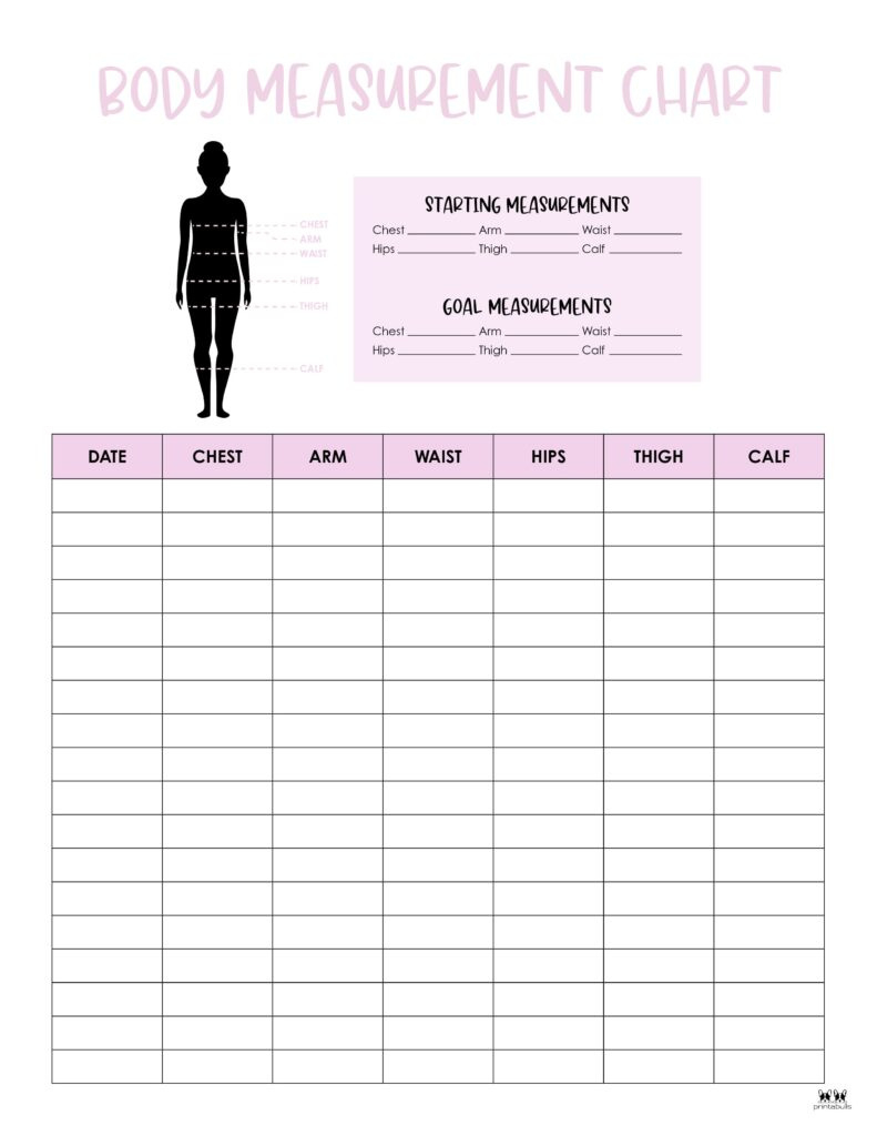 Body Measurement Charts - Free Printables | Printabulls with regard to Body Measurement Chart Printable Free