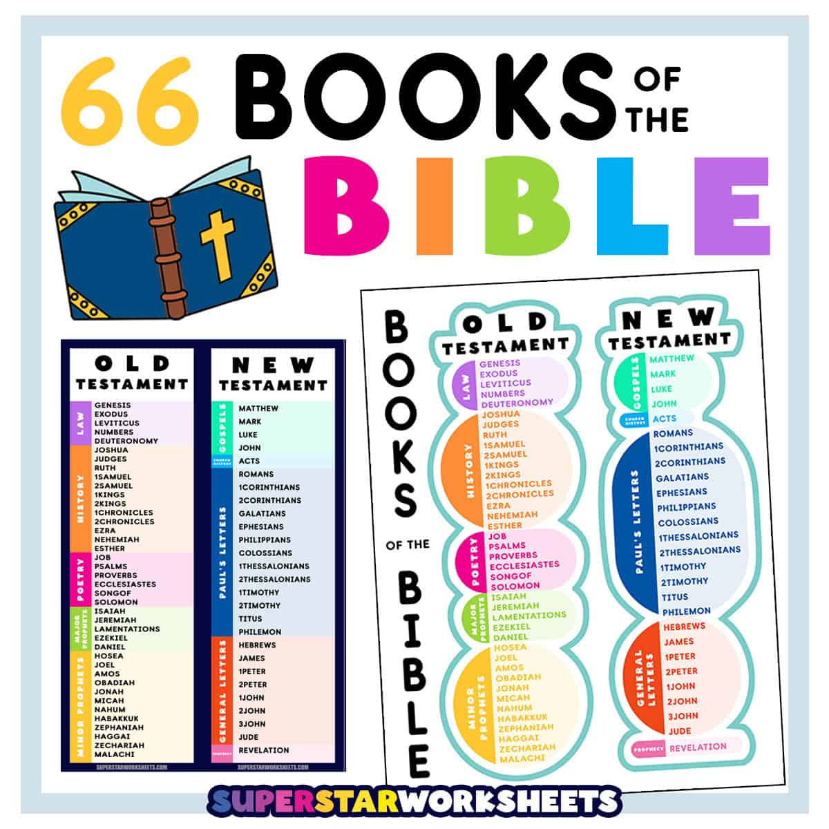 Books Of The Bible List - Superstar Worksheets within Free Printable Books Of The Bible Bookmarks Templates