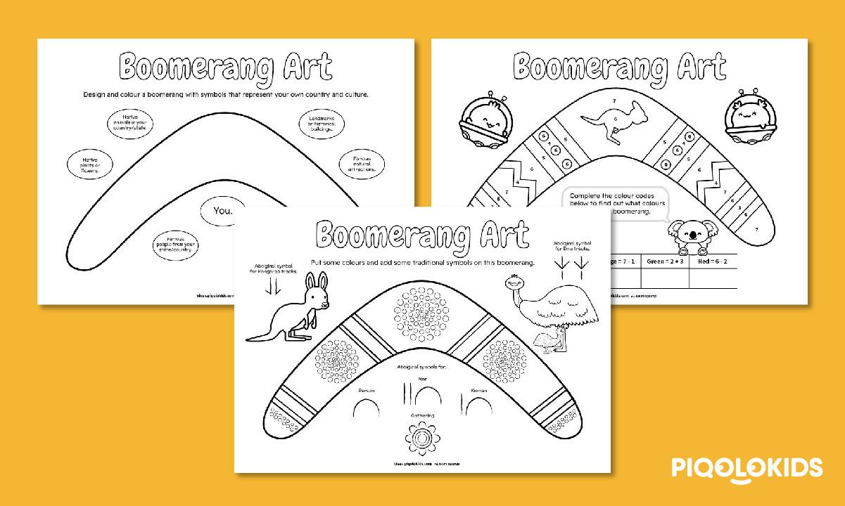 Boomerang Art: Creative Printable Worksheets For Kids with Free Printable Boomerang Pattern
