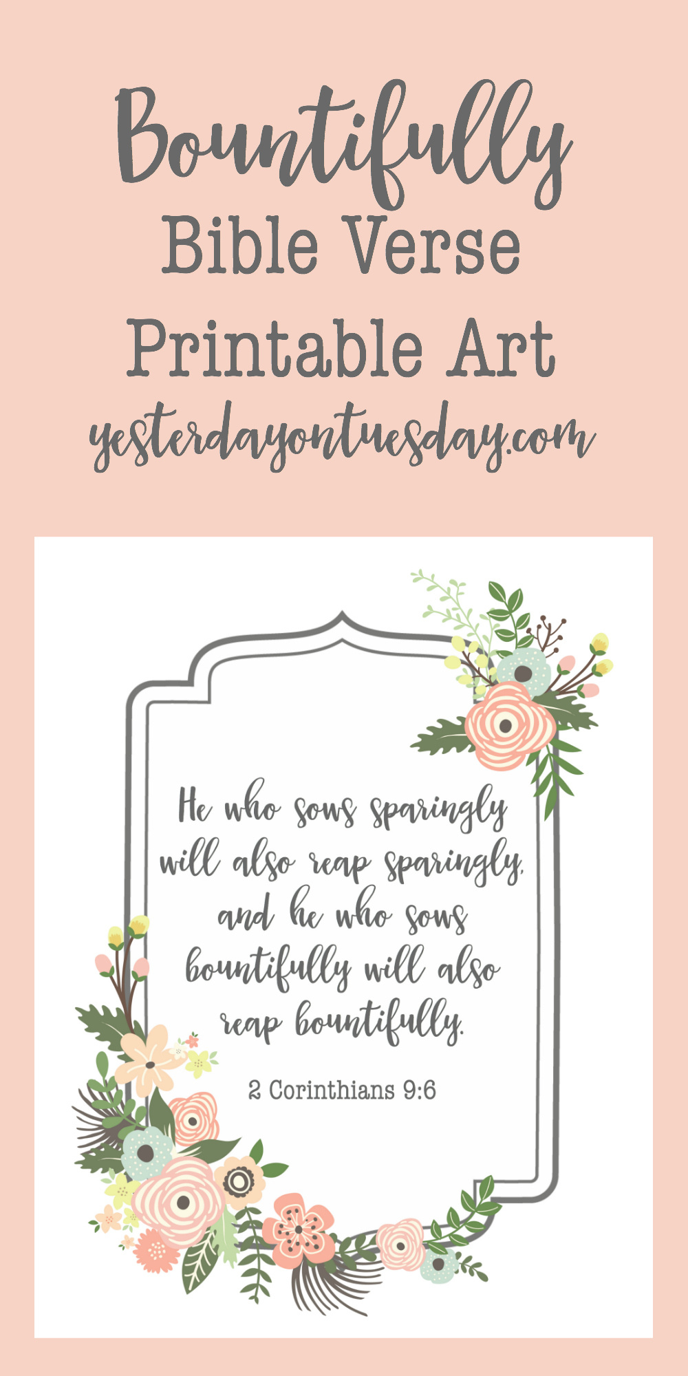 Bountifully Bible Verse Printable Art | Yesterday On Tuesday within Free Printable Bible Verses to Frame