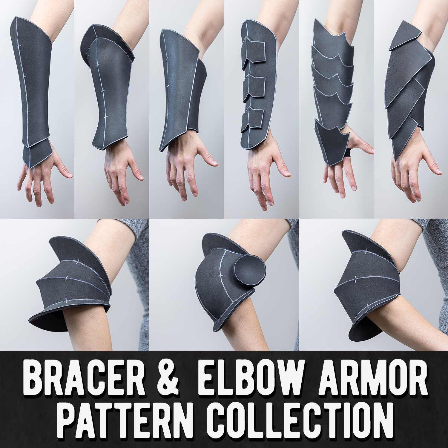 Bracer &amp;amp; Elbow Armor Pattern Collection (10 Designs) - Digital Download | Pdf intended for Cosplay Printable Patterns Armor