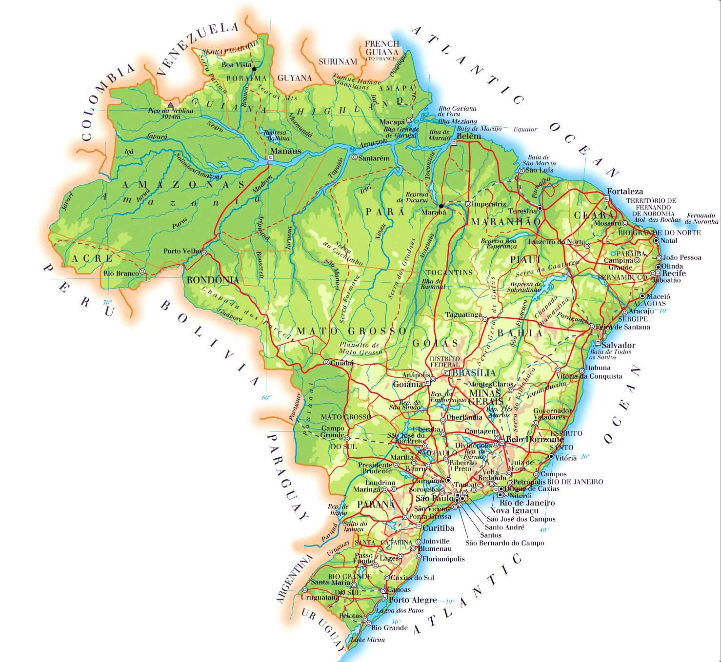 Brazil Maps | Printable Maps Of Brazil For Download intended for Free Printable Map Of Brazil