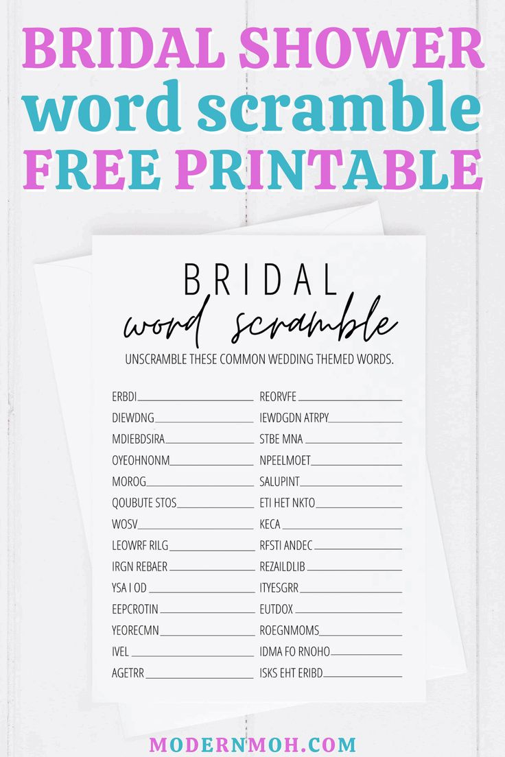Bridal Shower Word Scramble Free Printable with Bridal Shower Word Scramble Free Printable