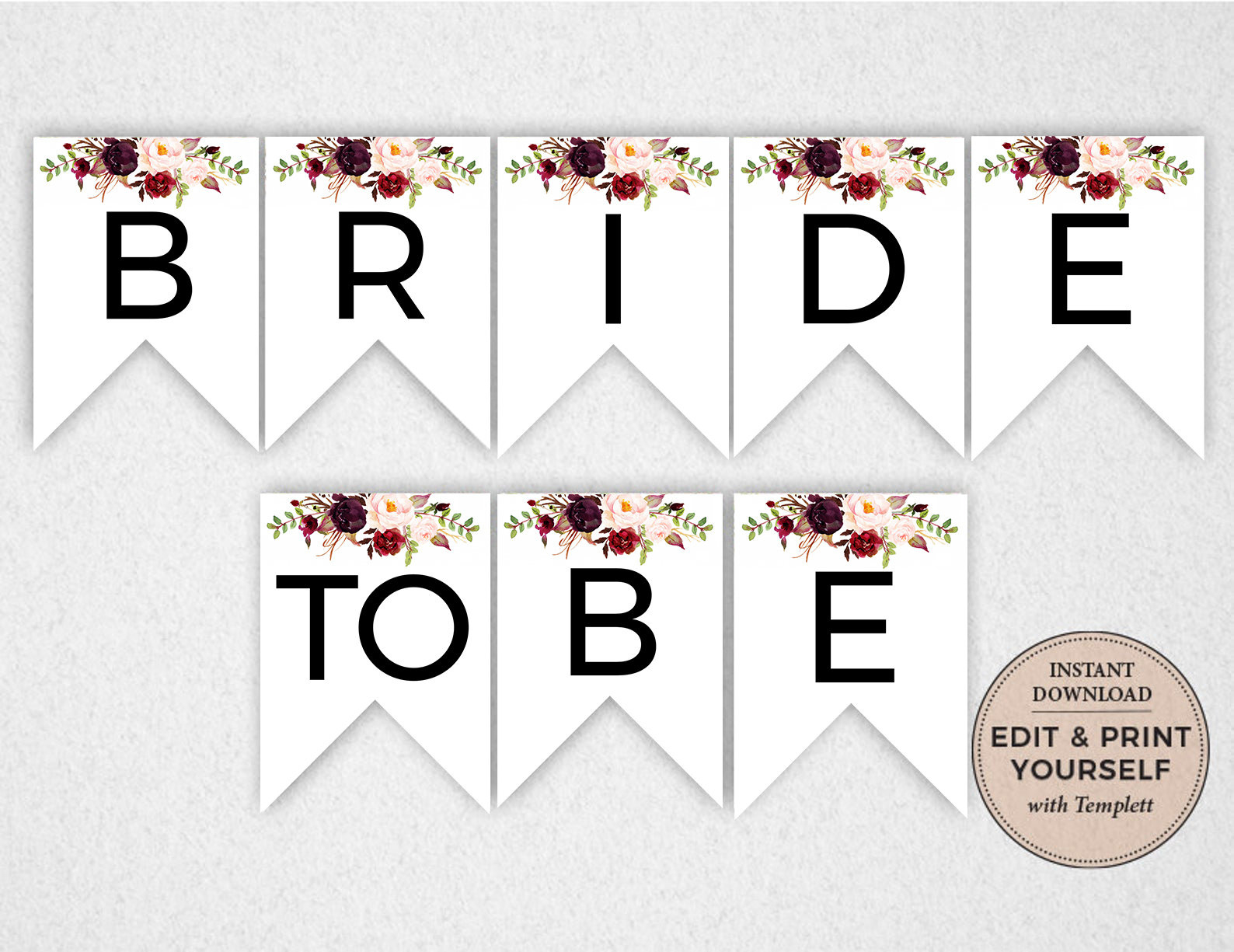 Bride To Be Banner, Editable Banner, Bride To Be, Bridal Shower Banner, Printable Banner, Instant Download, Templett, #Pbp97 in Free Printable Bride To Be Banner