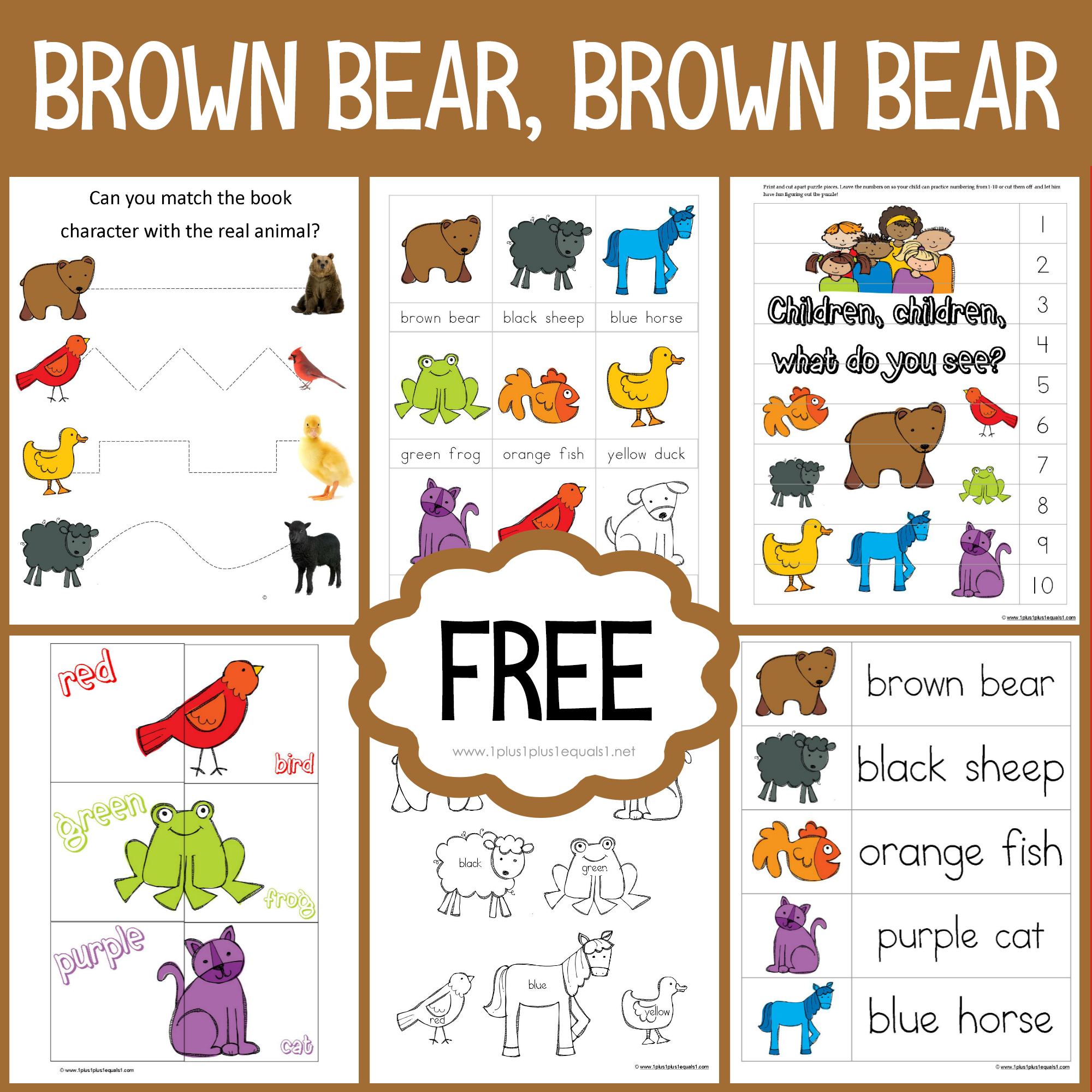 Brown Bear, Brown Bear Printables ~ Updated! - 1+1+1=1 with Brown Bear Brown Bear Printables Free