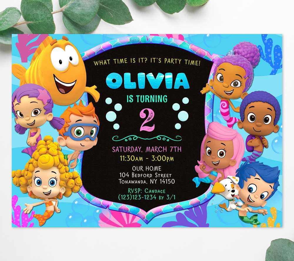 Bubble Guppies Invitation For Girl - Edit Online Instant Download regarding Bubble Guppies Free Party Printables