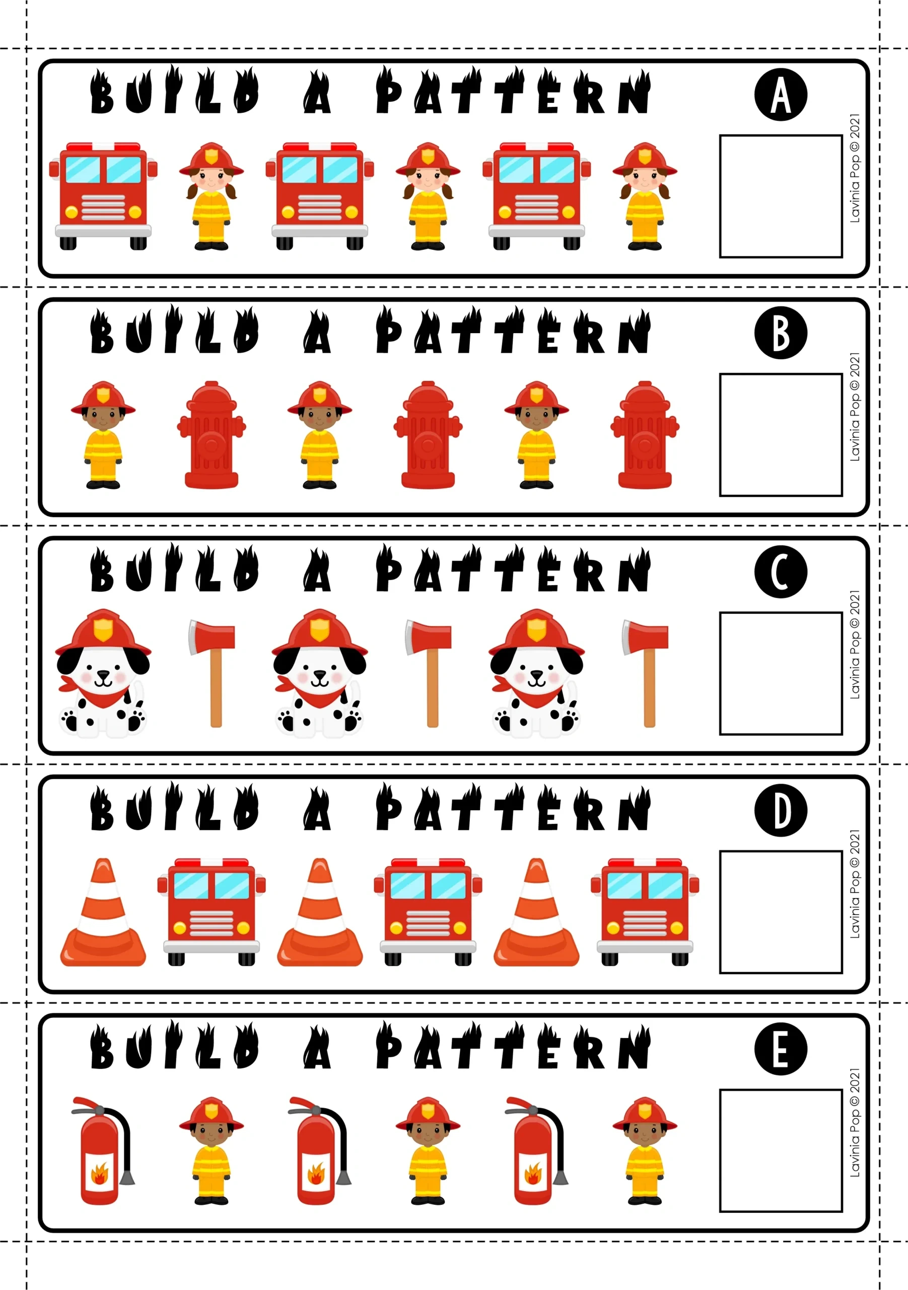 Build A Firefighter Pattern Activity throughout Fire Safety Printable Pattern