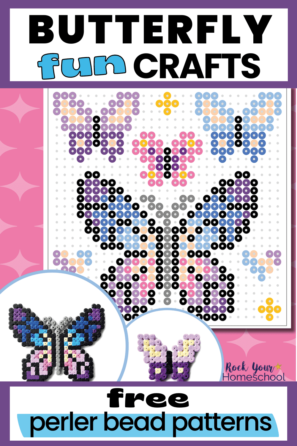 Butterfly Perler Bead Pattern Pack: Fun Craft Ideas For Kids (Free) pertaining to Free Printable Plastic Canvas Butterfly Patterns