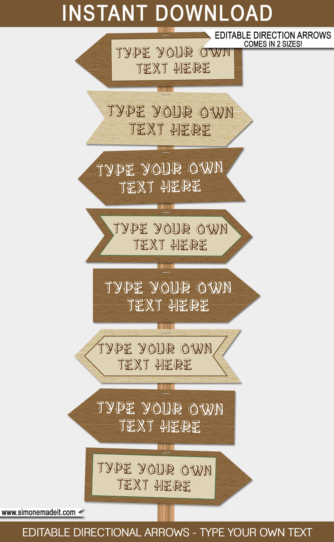 Camping Party Directional Signs - Arrows pertaining to Free Printable Directional Arrow Signs