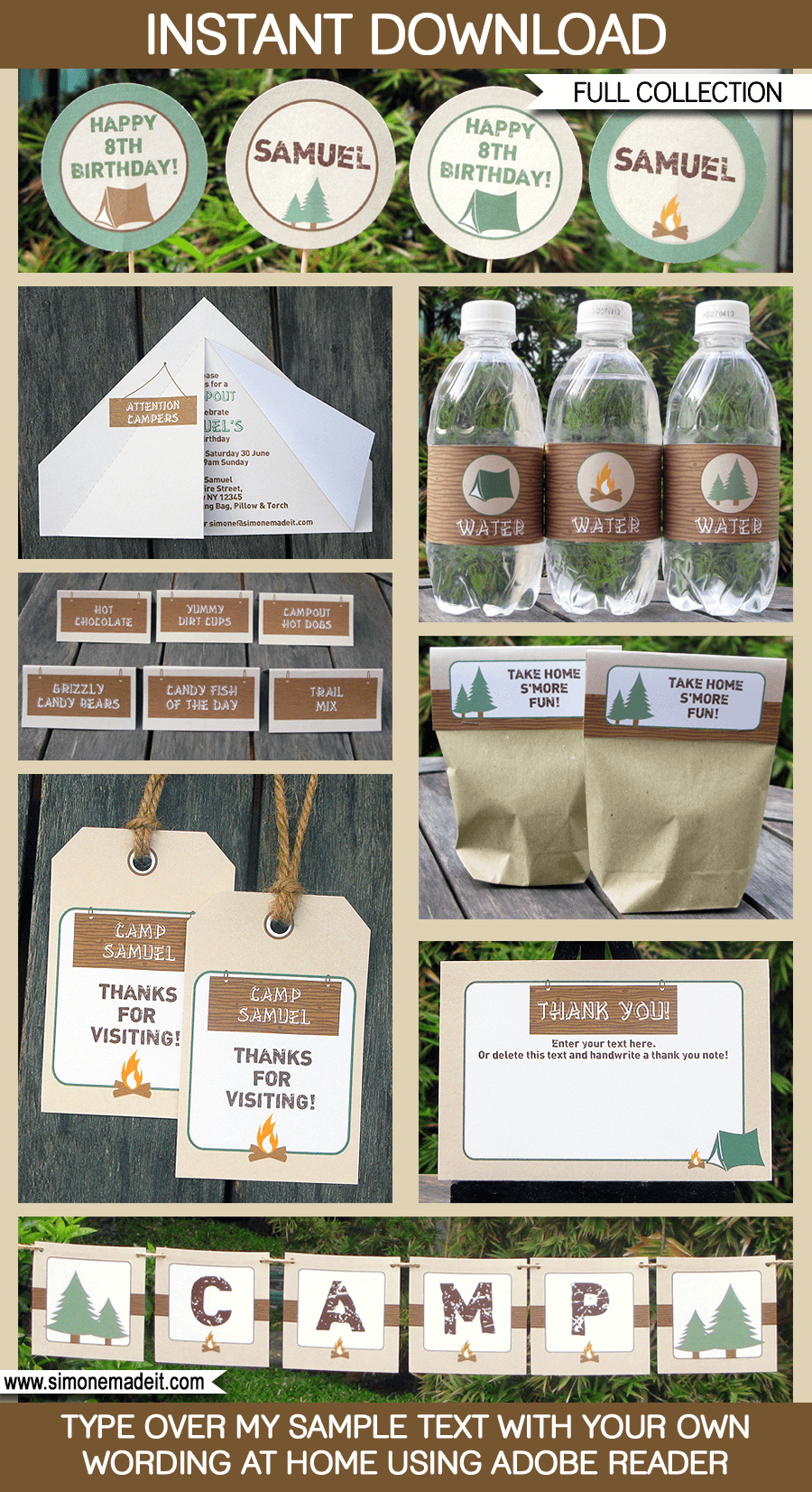 Camping Party Printables, Invitations &amp;amp; Decorations with Free Camping Party Printables