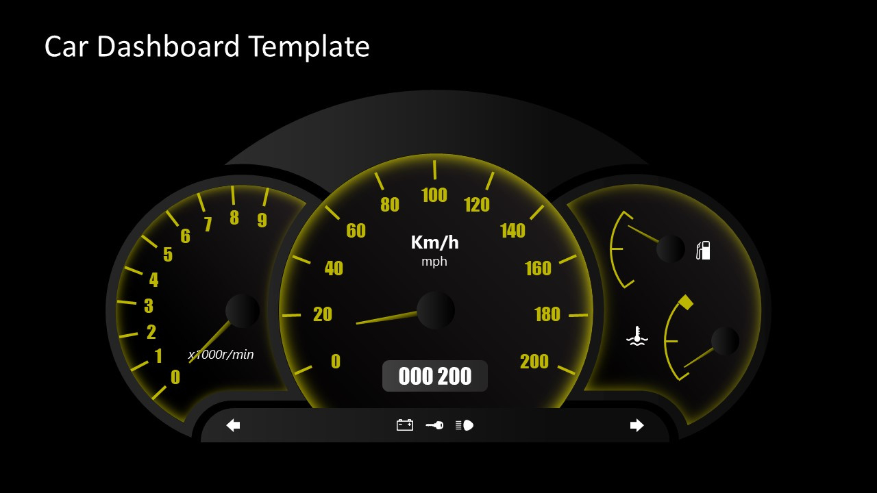 Car Dashboard Template With Speedometer Diagram - Slidemodel pertaining to Free Speedometer Dashboard Templates