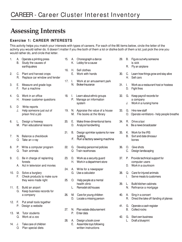 Career Interest Inventory Pdf: Fill Out &amp;amp; Sign Online | Dochub inside Free Printable Career Interest Inventory For Students