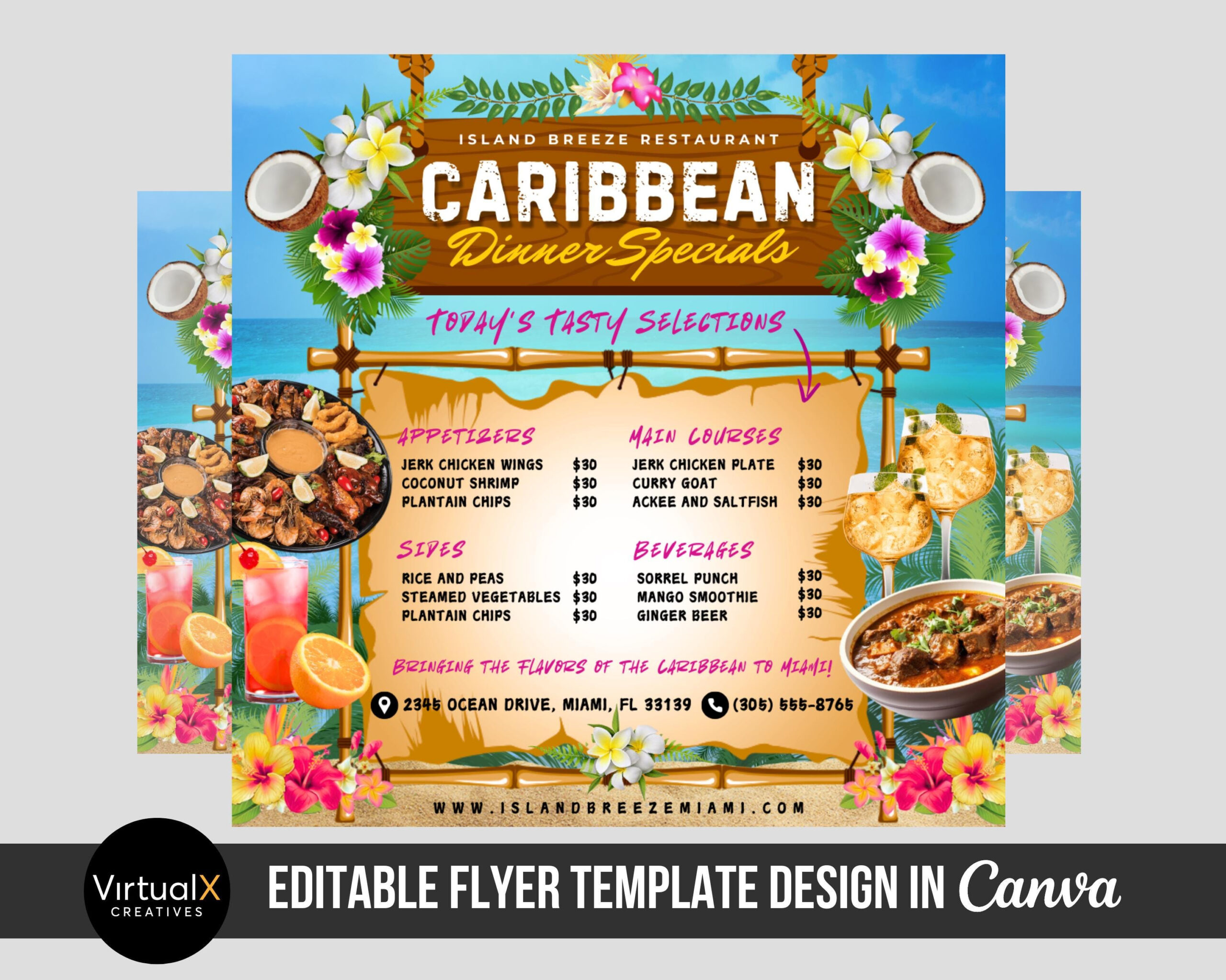 Caribbean Food Menu Flyer, Jamaican Restaurant, Haitian Food Menu regarding Free Caribbean Menu Template