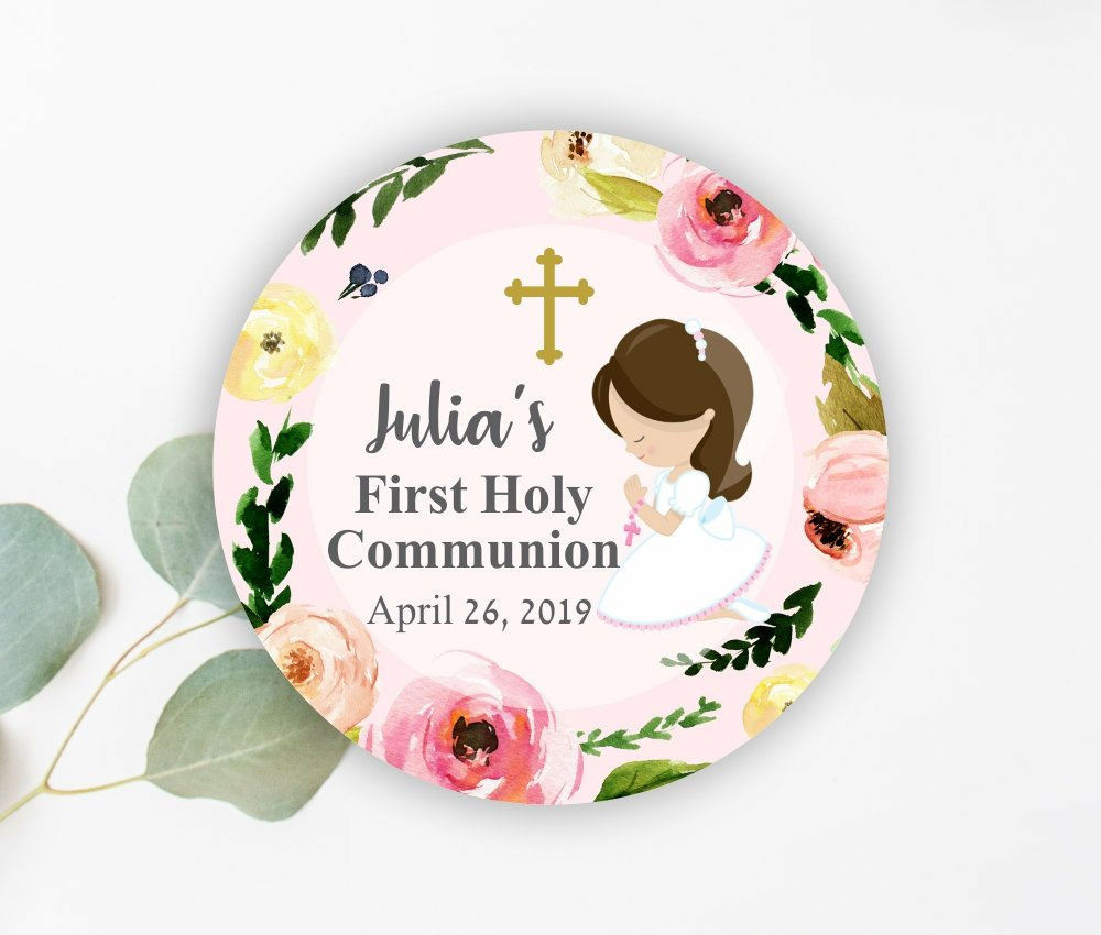 Carmen Mar على X: &amp;quot;#Etsy: Floral Favor Tag First Communion Girl pertaining to Free Printable First Communion Labels