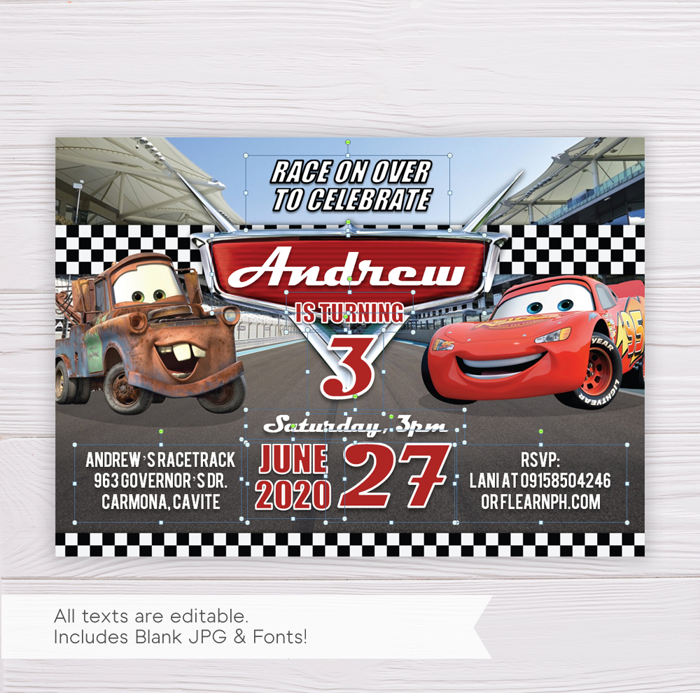 Cars Lightning Mcqueen Birthday Invitation Template - Dgtally inside Free Printable Lightning Mcqueen Birthday Cards