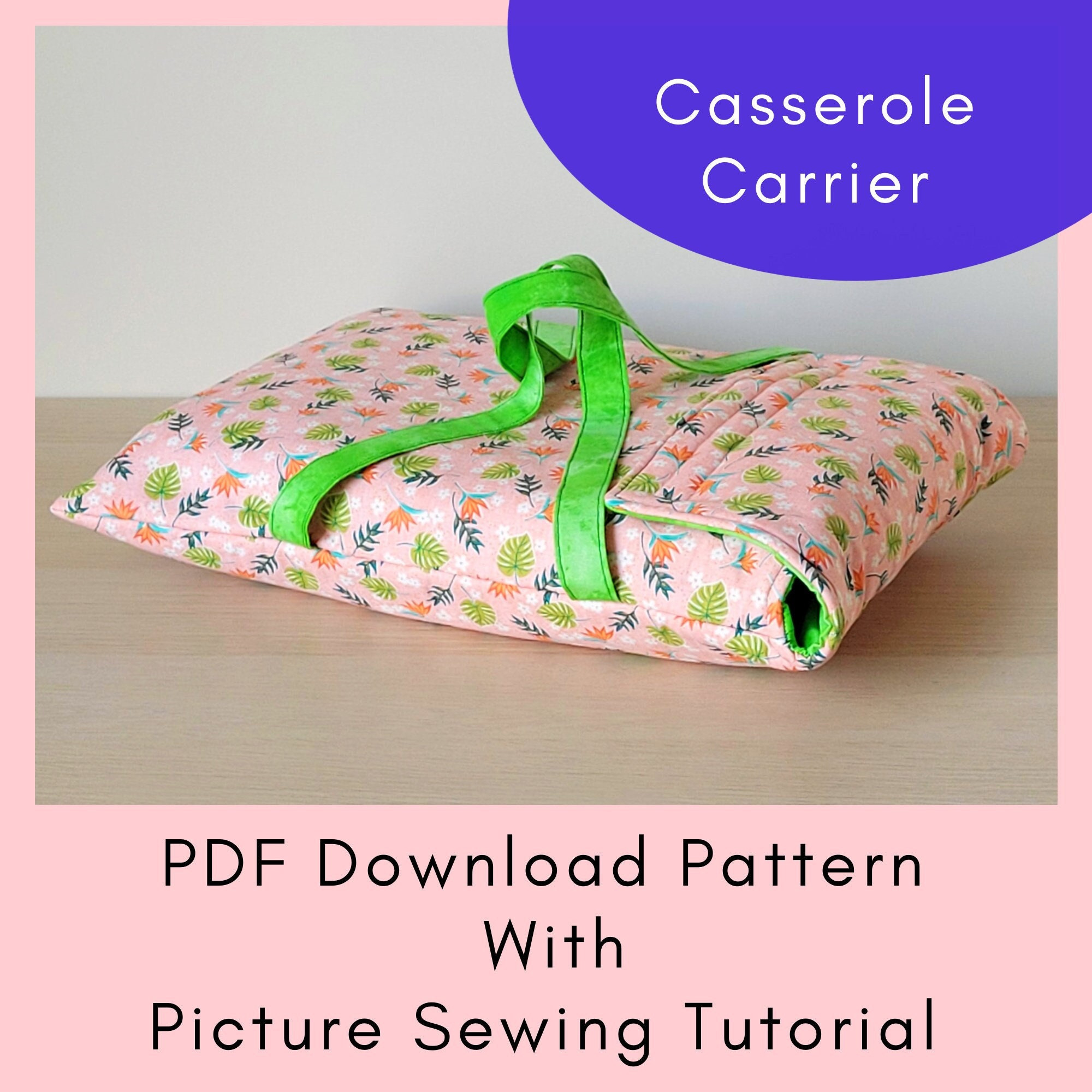 Casserole Carrier Druckbares Schnittmuster Und Anleitung - Pdf throughout Free Printable Pattern For Casserole Carriers