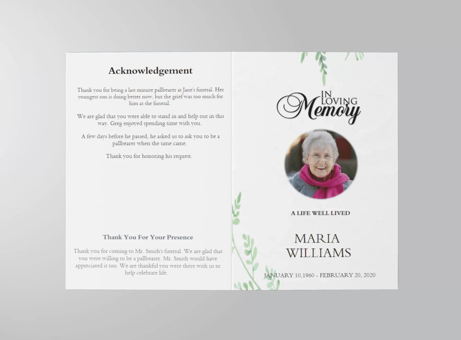 Catholic Funeral Program Example Pdf (Free Editable Template) inside Free Funeral Mass Booklet Template