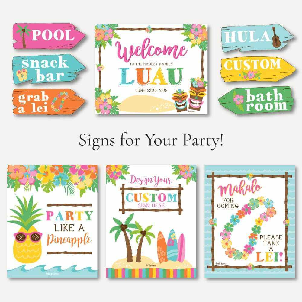 Celebration Circle Printable Luau Themed Party Kit Templates in Free Hawaiian Luau Printables