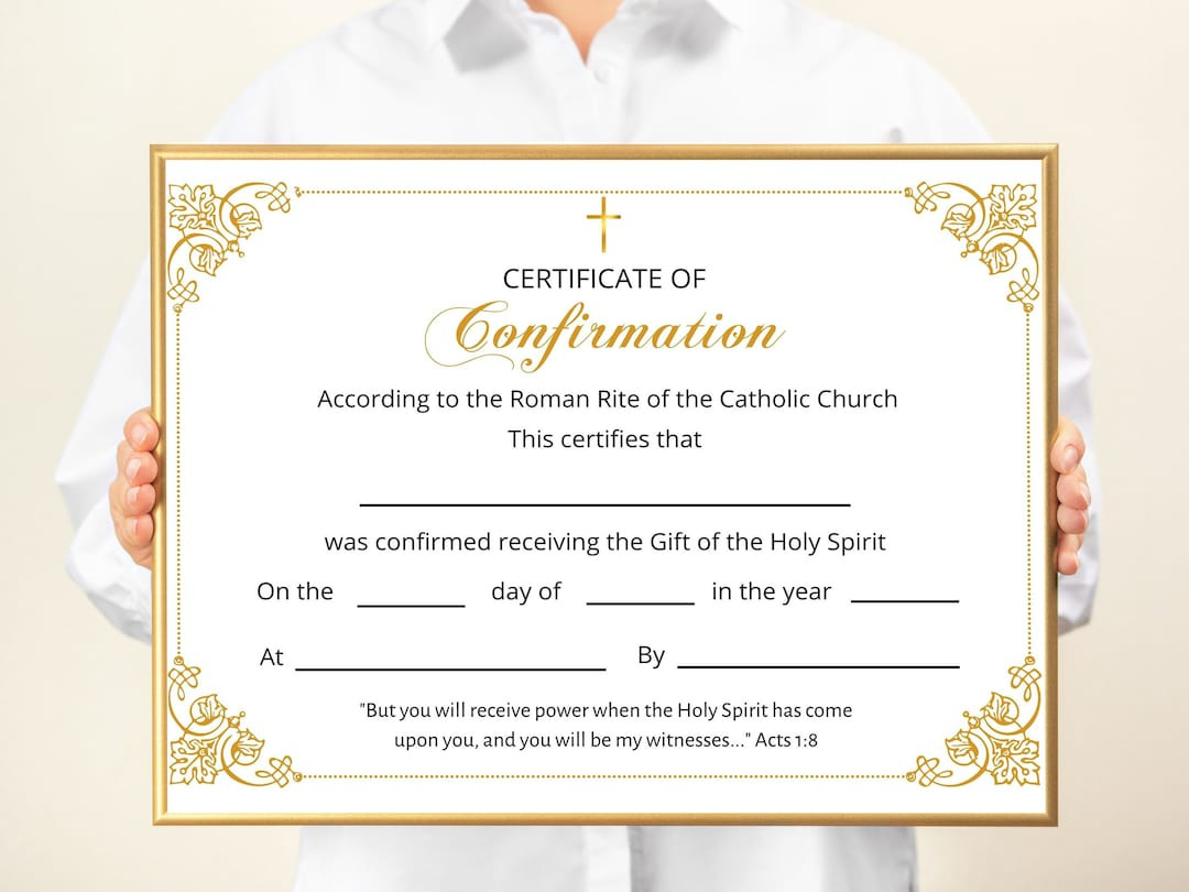 Certificate Of Confirmation Template, Sacrament Of Confirmation intended for Free Confirmation Certificate Template