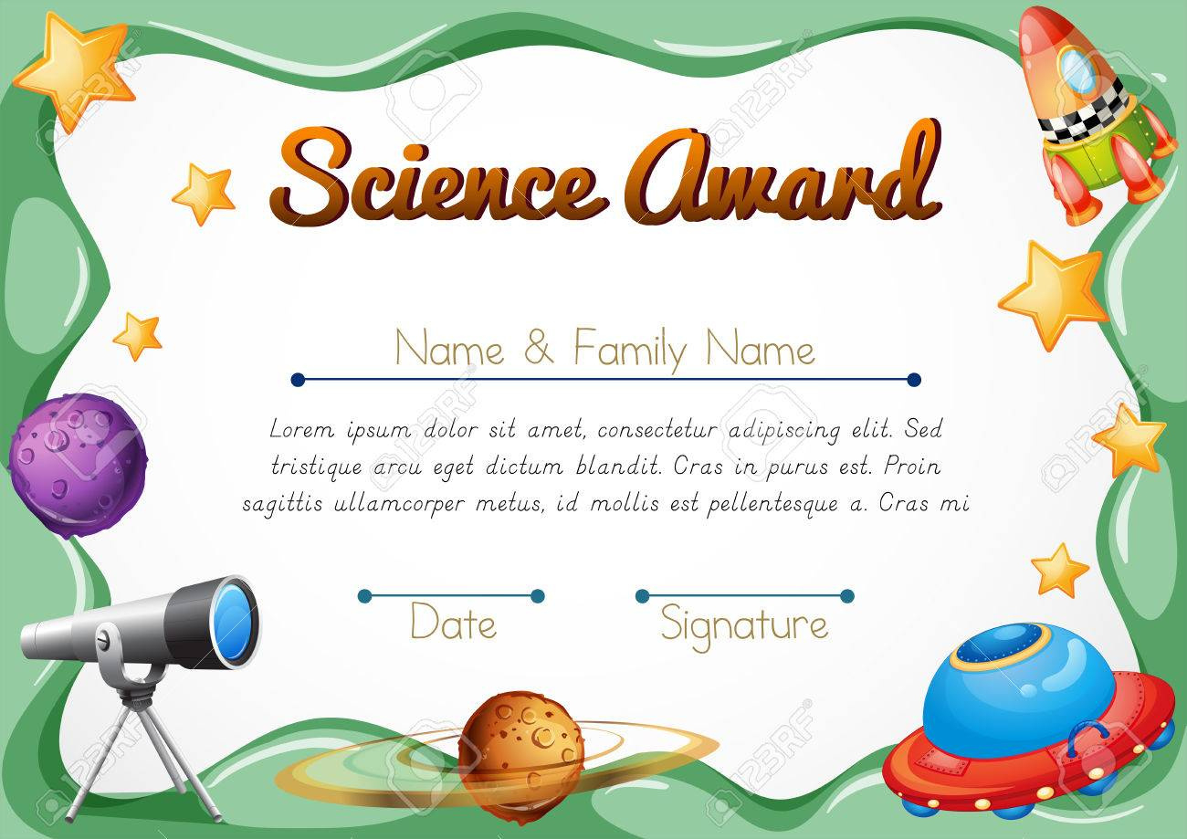 Certification Template For Science Award Illustration Royalty Free pertaining to Free Science Award Templates