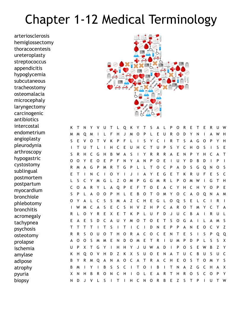 Chapter 1-12 Medical Terminology Word Search - Wordmint with regard to Free Printable Medical Word Search