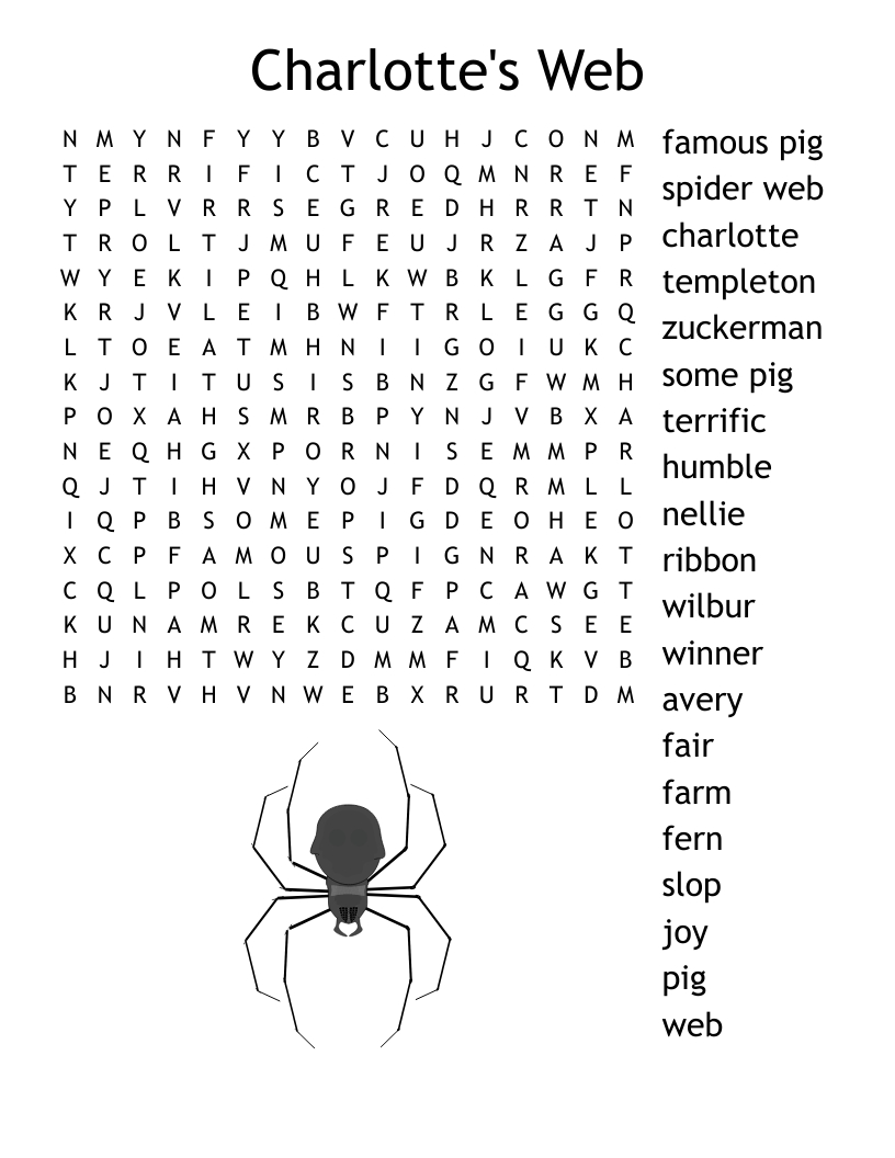 Charlotte&amp;#039;S Web Word Search - Wordmint with Charlottes Web Free Printables