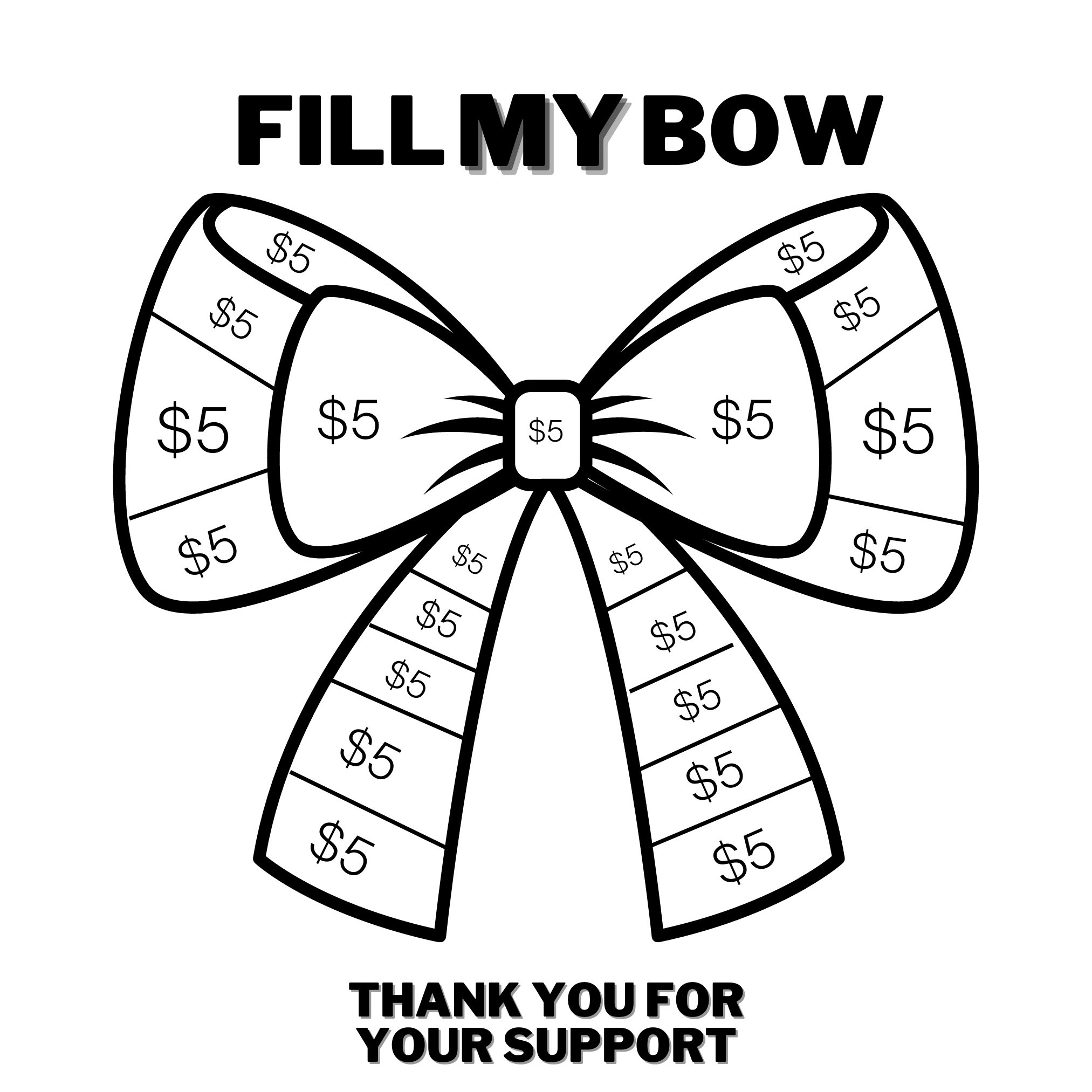 Cheer Fundraiser, Fill My Bow, Nstant Download, 100 Dollar with Cheer Bow Template Free
