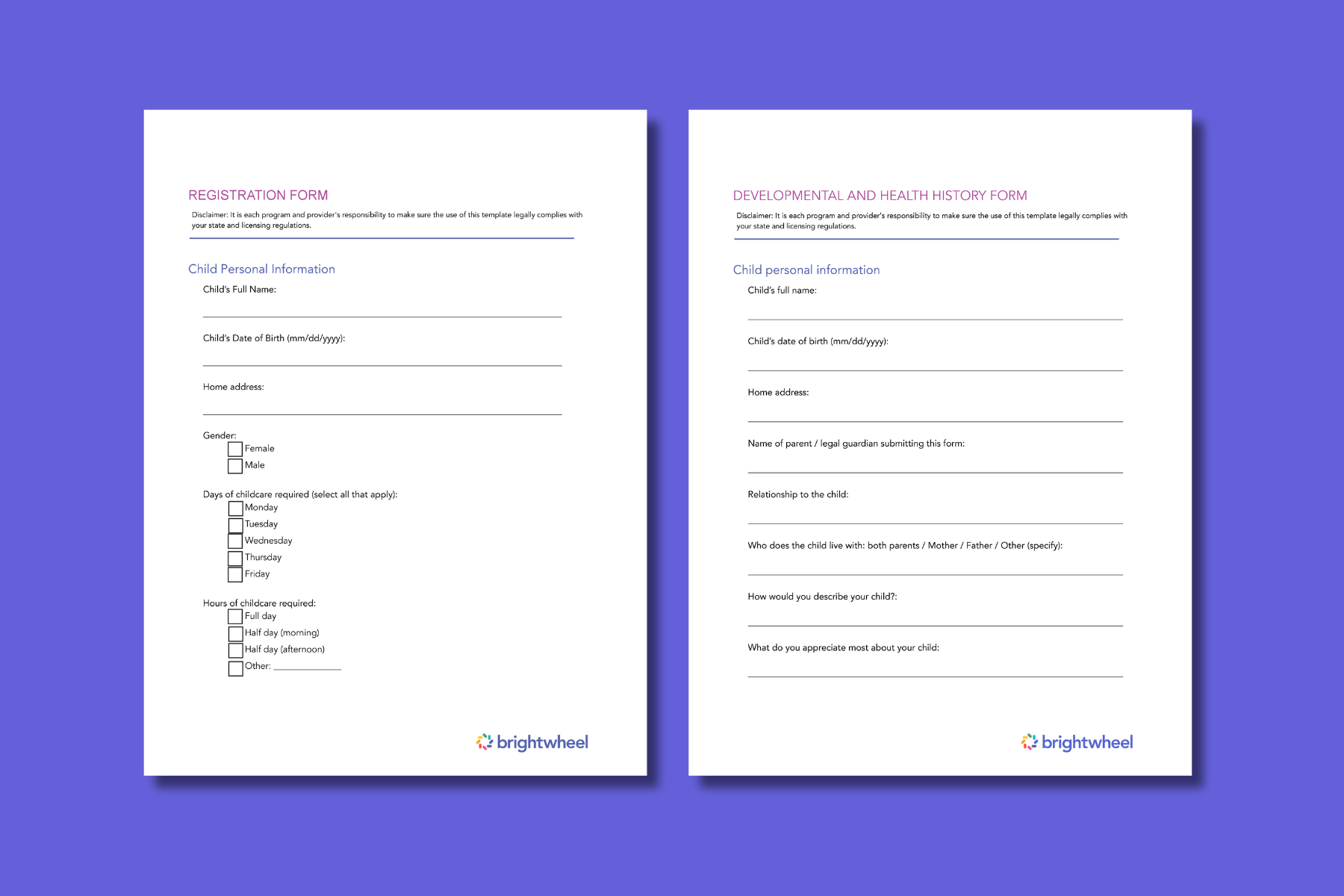 Childcare Enrollment Forms And Templates regarding Free Printable Daycare Forms Templates