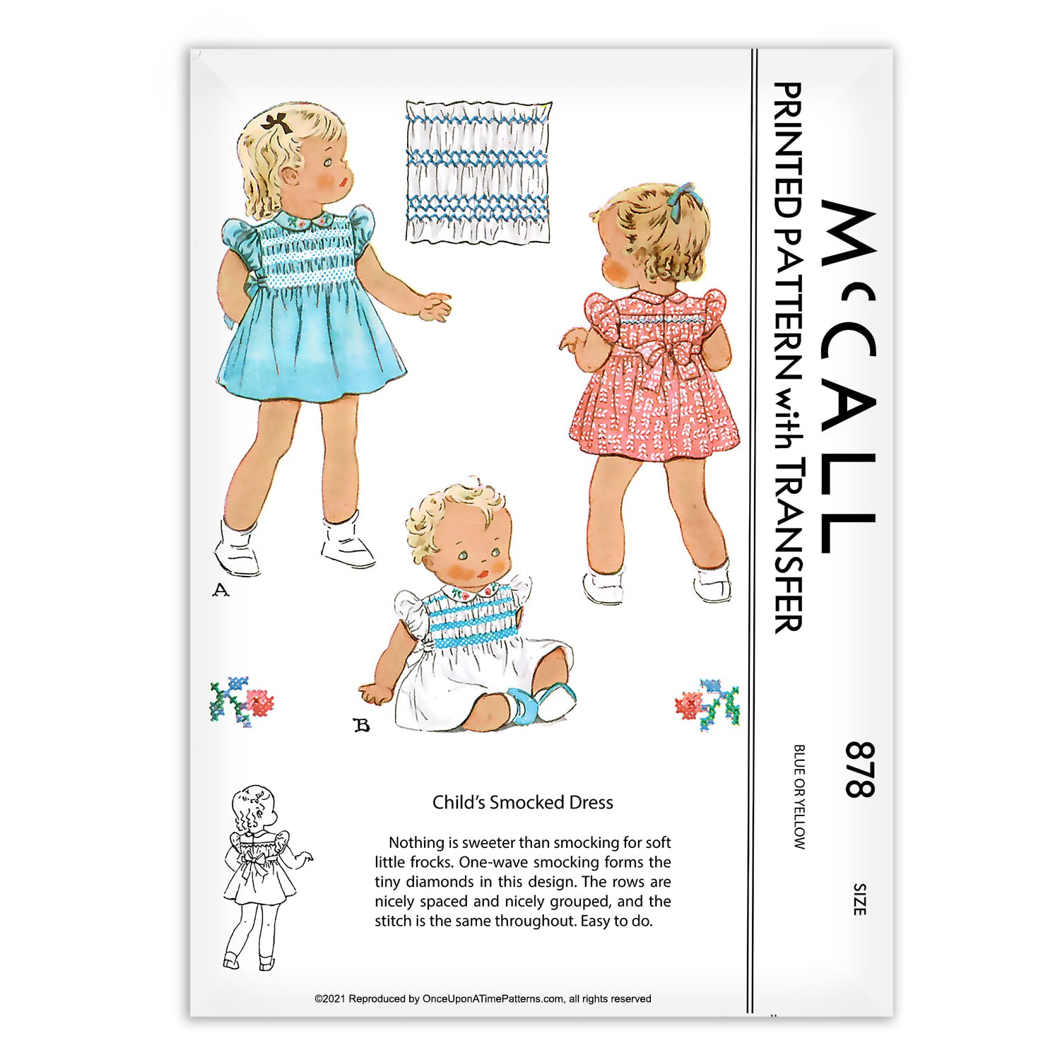 Childs Smocked Dress Mccall Toddler 878 Pattern - Vintage Sewing Patterns Shop within Free Printable Smocking Patterns For Baby Dresses