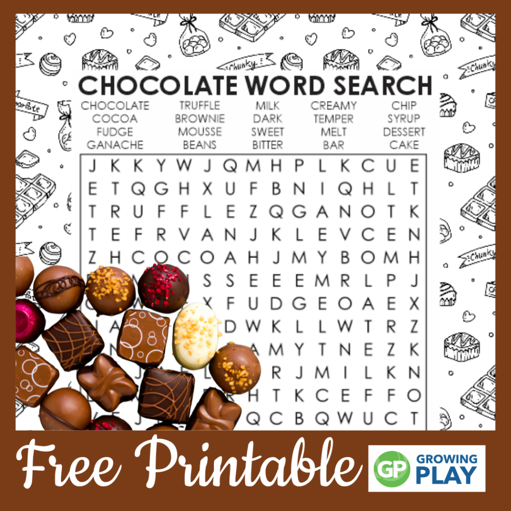 Chocolate Word Search Puzzle Print For Free Today - Growing Play inside Free Chocolate Touch Printables
