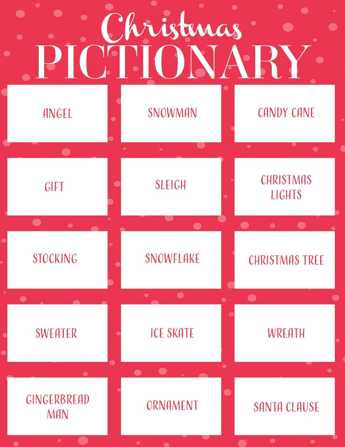Christmas Pictionary | Skip To My Lou with Free Printable Pictionary Word List